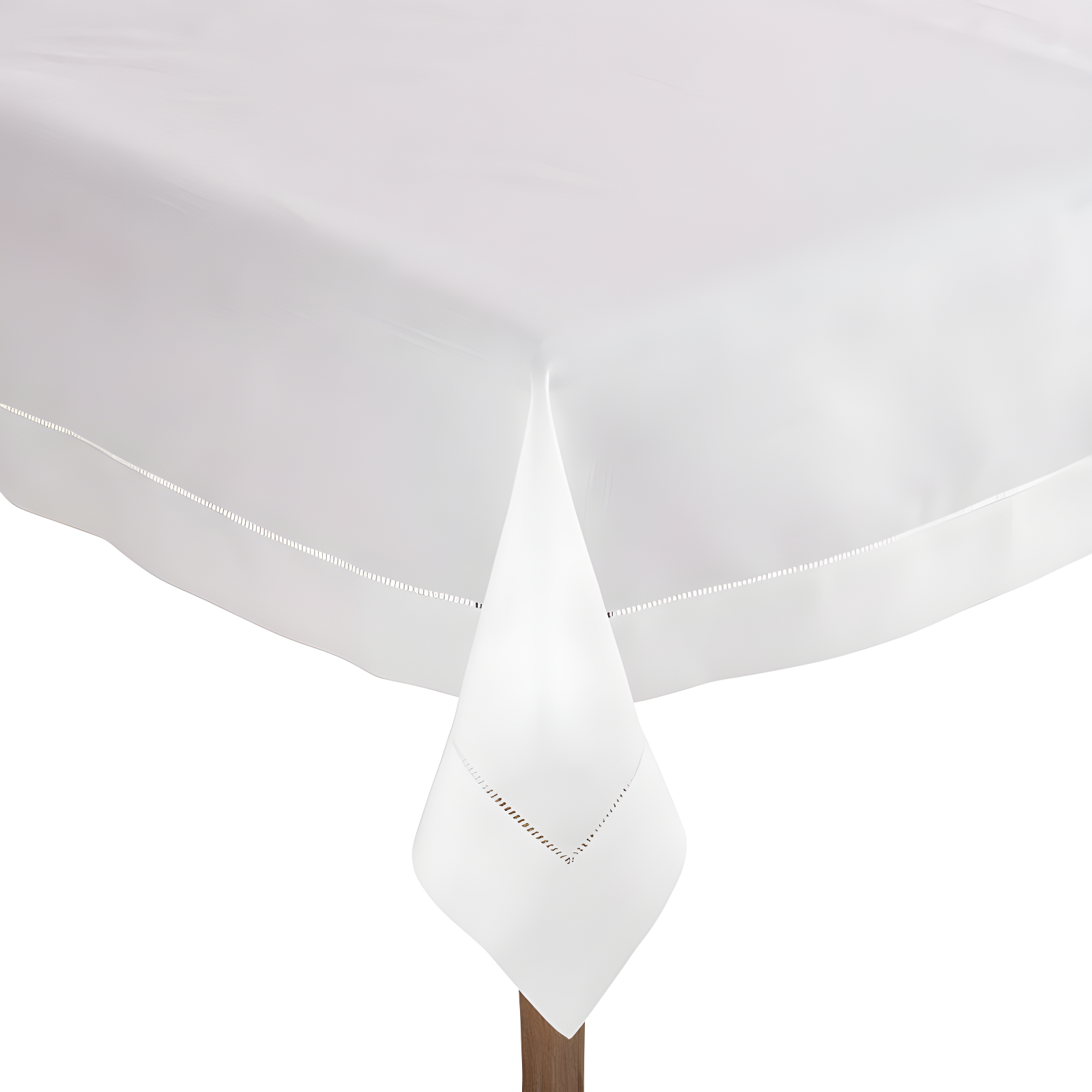 60"x60" Square Tablecloth with Hemstitch Border Design White - Saro Lifestyle: Elegant, Machine Washable, Polyester