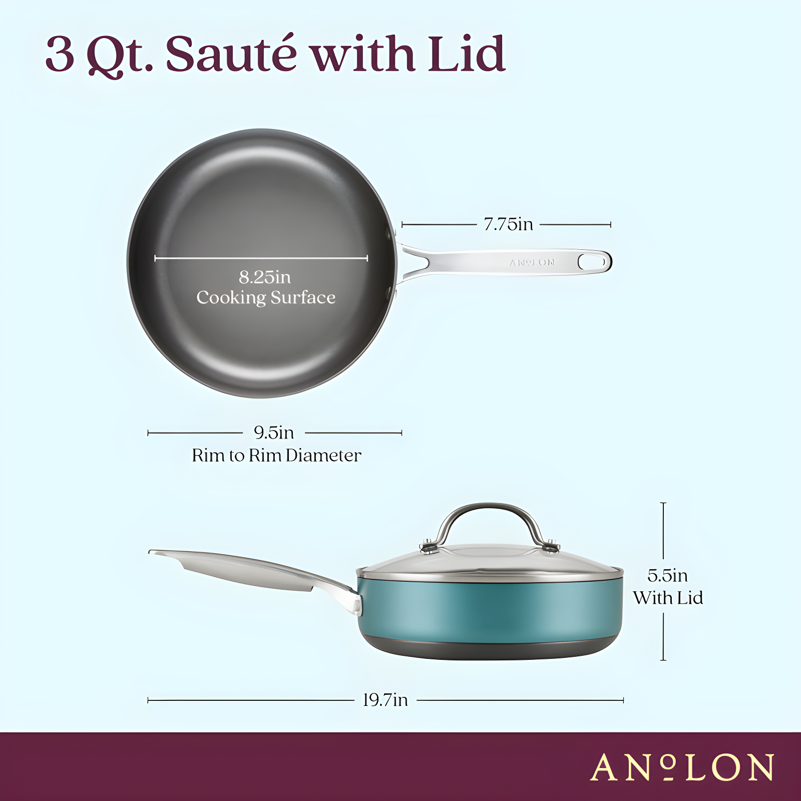Anolon Anolon Achieve Hard Anodized Nonstick Saute Pan with Lid - 3 Quart