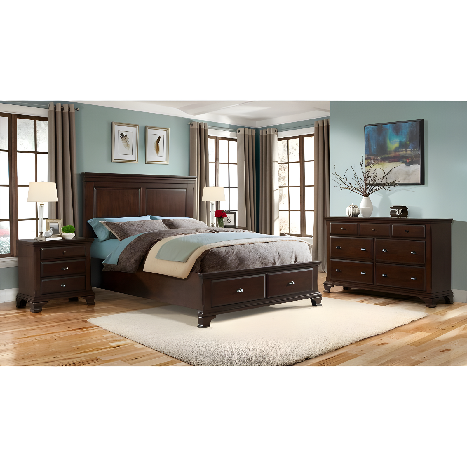Brinley Nightstand Cherry Red - Picket House Furnishings: Mid-Century Modern Style, Laminated Finish, MDF & Metal Hardware