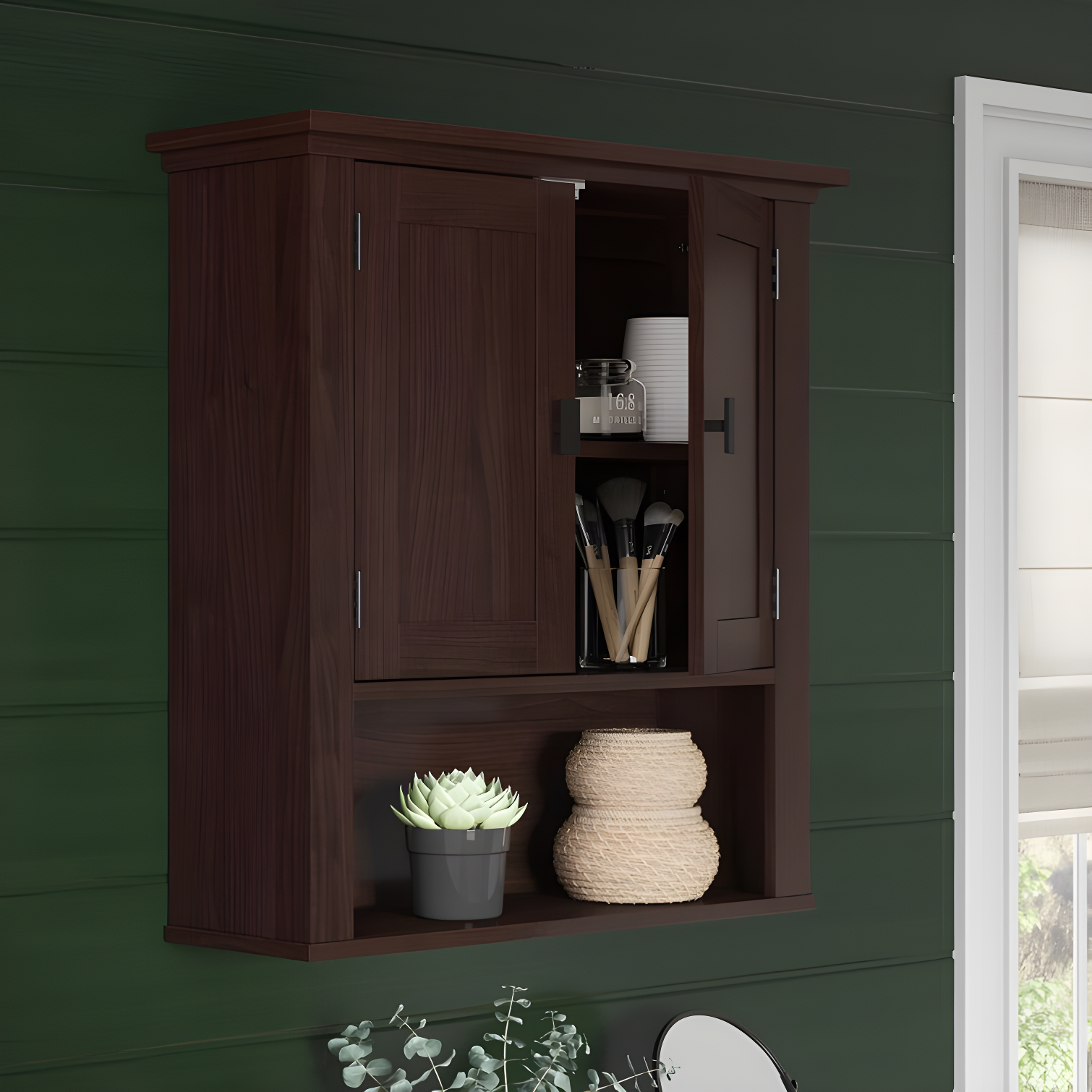 RiverRidge Hayward Two-Door Bathroom and Laundry Wall Mount Storage Medicine Cabinet with Fixed and Adjustable Shelf