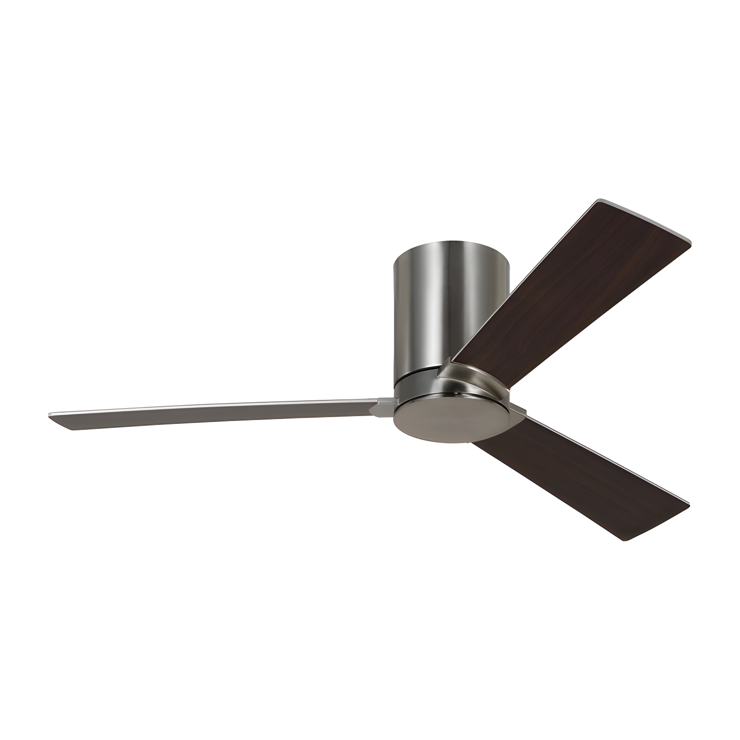 Rozzen 44 in. Modern Hugger Brushed Steel Ceiling Fan with Silver/American Walnut Blades, DC Motor and Remote