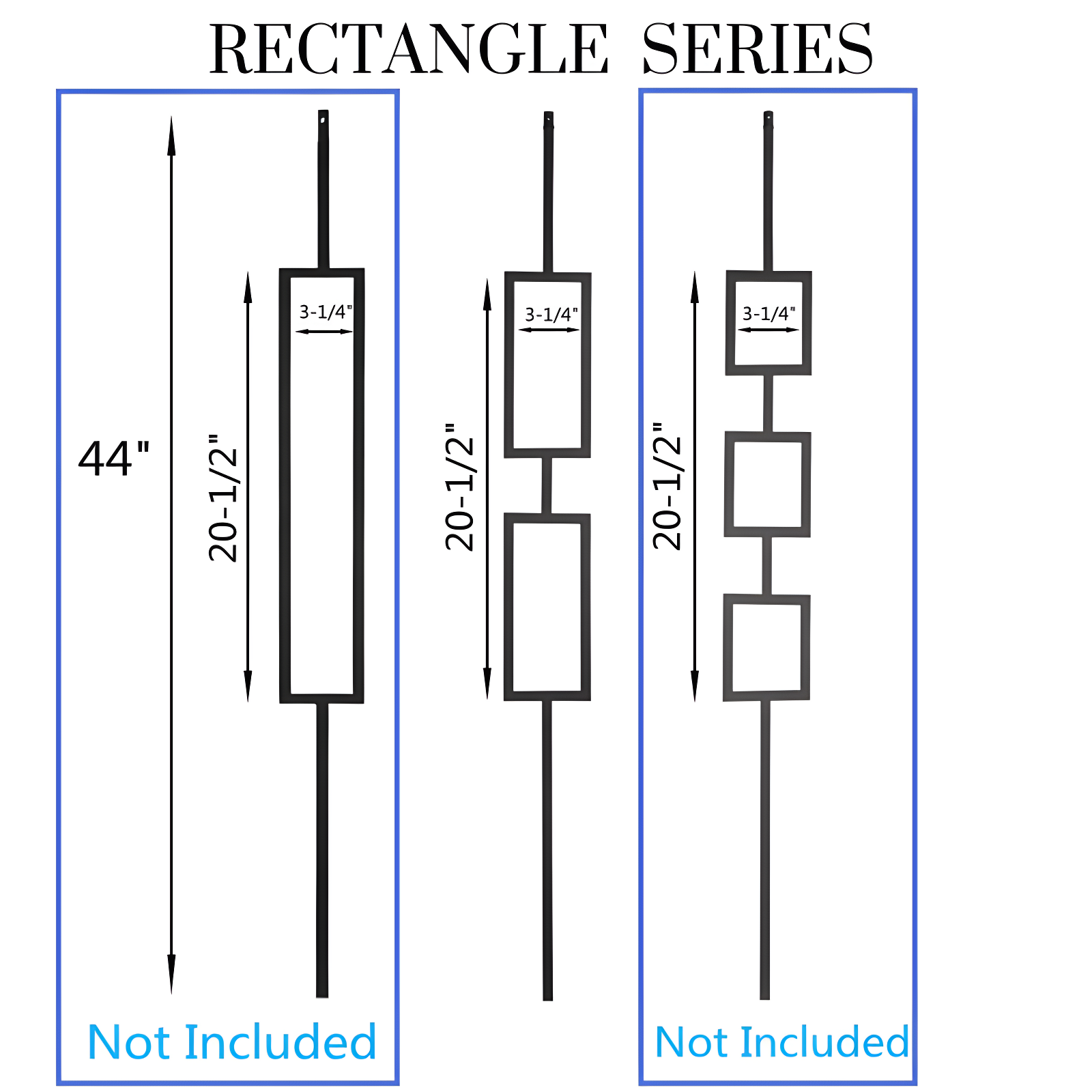 Wrought Iron Railings - Set Of 10 Deck Railings - 1/2 Inch Hollow Iron Lintel