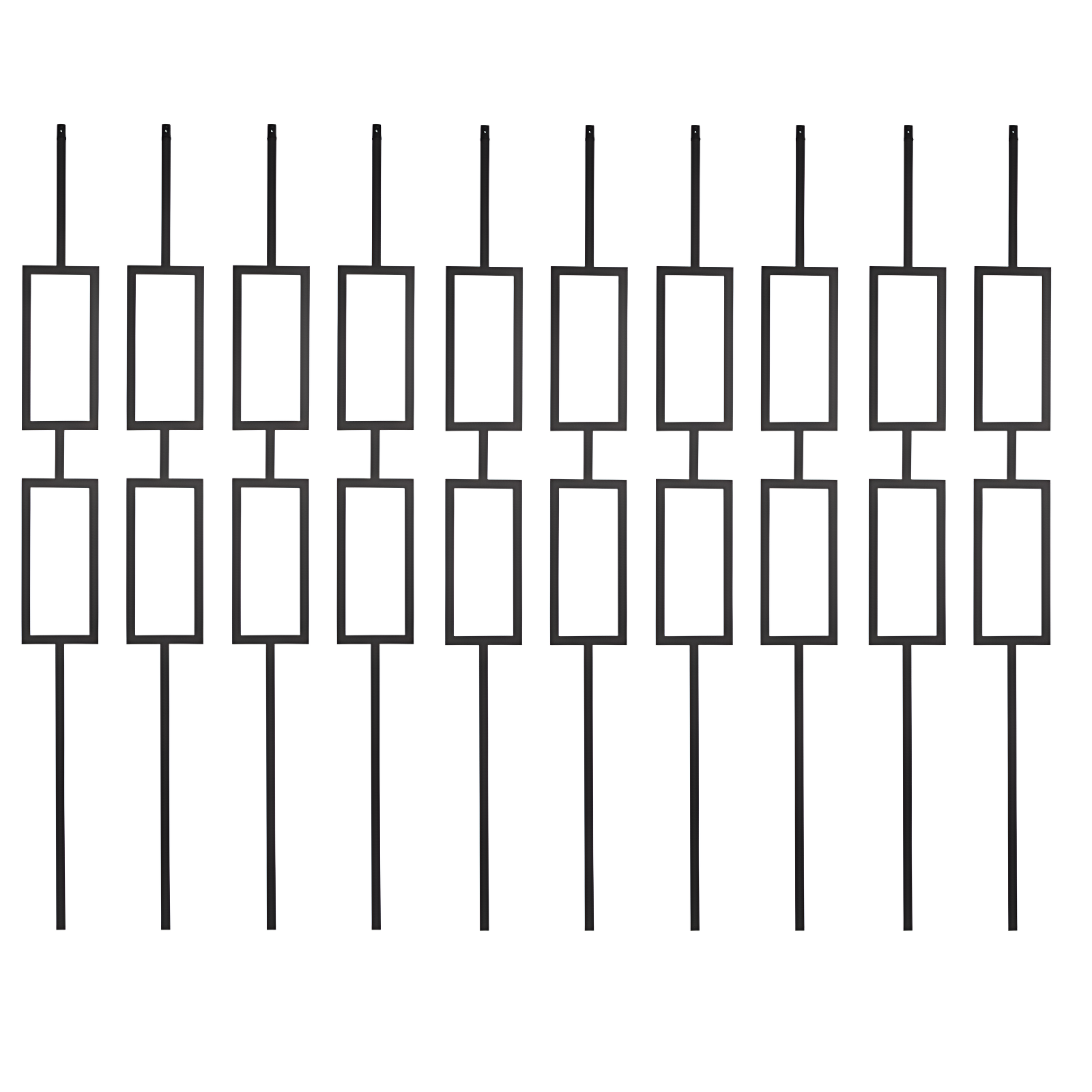 Wrought Iron Railings - Set Of 10 Deck Railings - 1/2 Inch Hollow Iron Lintel