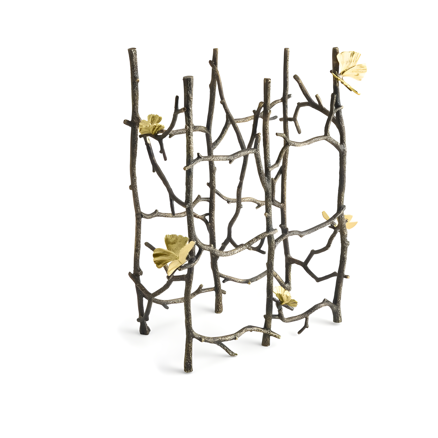 Elegant Bronze and Gold Butterfly Ginkgo 6-Bottle Wine Rack