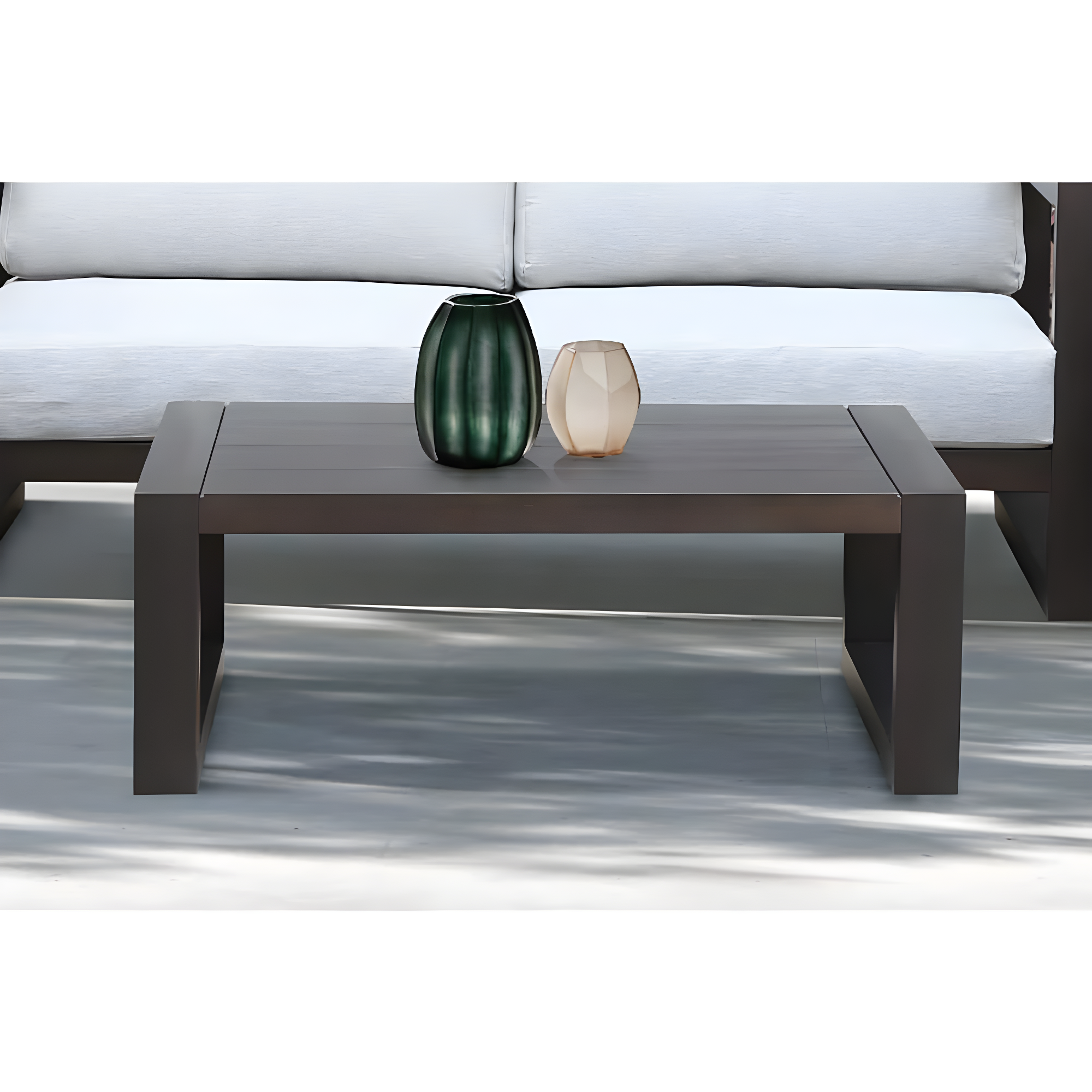 Armen Living Paradise 40.5" Modern Wood Outdoor Patio Coffee in Dark Wood
