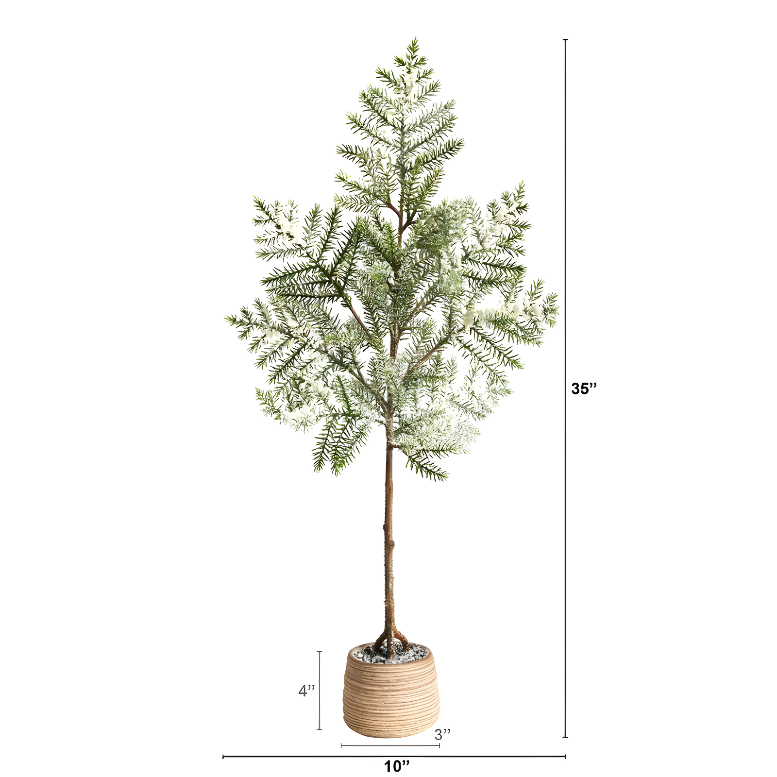 Nearly Natural 2.92-ft Frosted Pine Artificial Christmas Tree in Decorative Planter