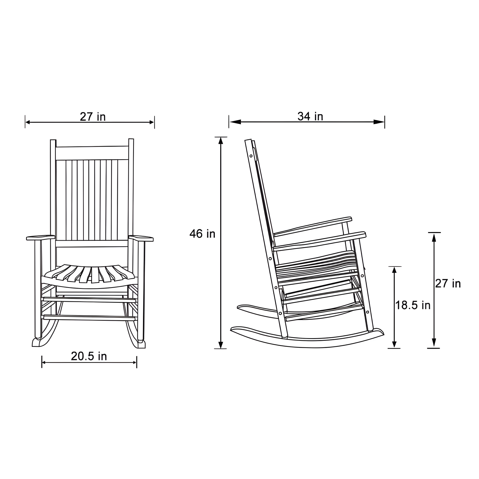 Shine Company Vermont Hardwood Outdoor Porch Patio Furniture Rocker Chair, Oak