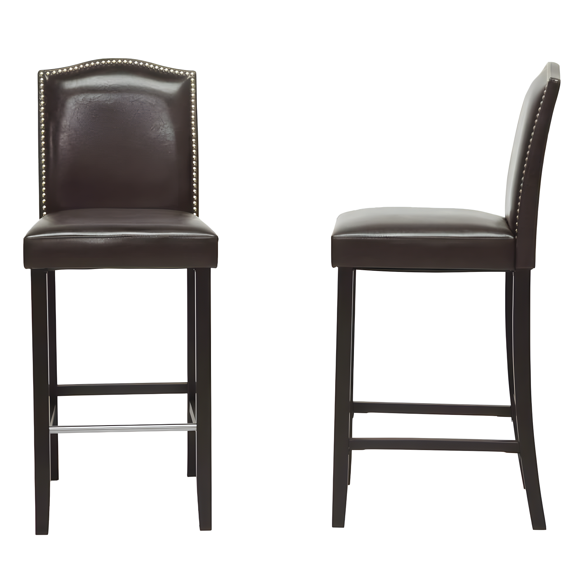 Libra Dark Brown Faux Leather Upholstered 2-Piece Bar Stool Set