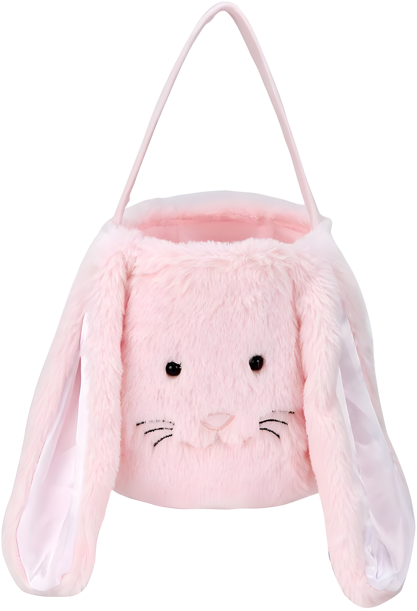 Easter Bunny Tote Bag, Cute Fuzzy Rabbit Ears Soft Plush Candy Handle Bag Eggs Basket Gift Bag for Kids Holiday Decorations