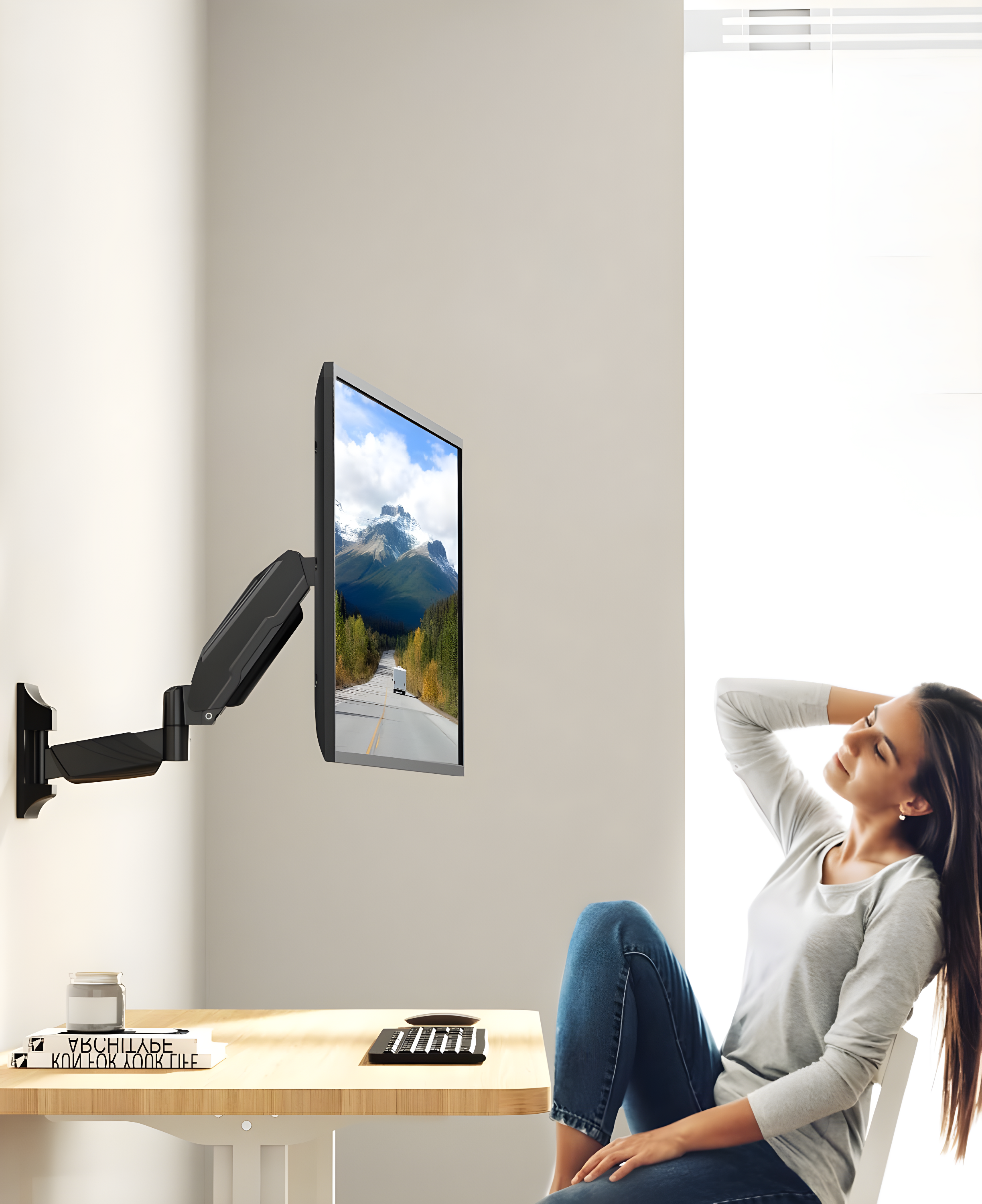 MOUNT PRO Monitor Wall Mount for 13 to 32 inch Computer Screen, Adjustable Single Wall Mount Monitor Arm, Full Motion Vesa Wall Bracket 100x100, Hold up to 17.6lbs, Black