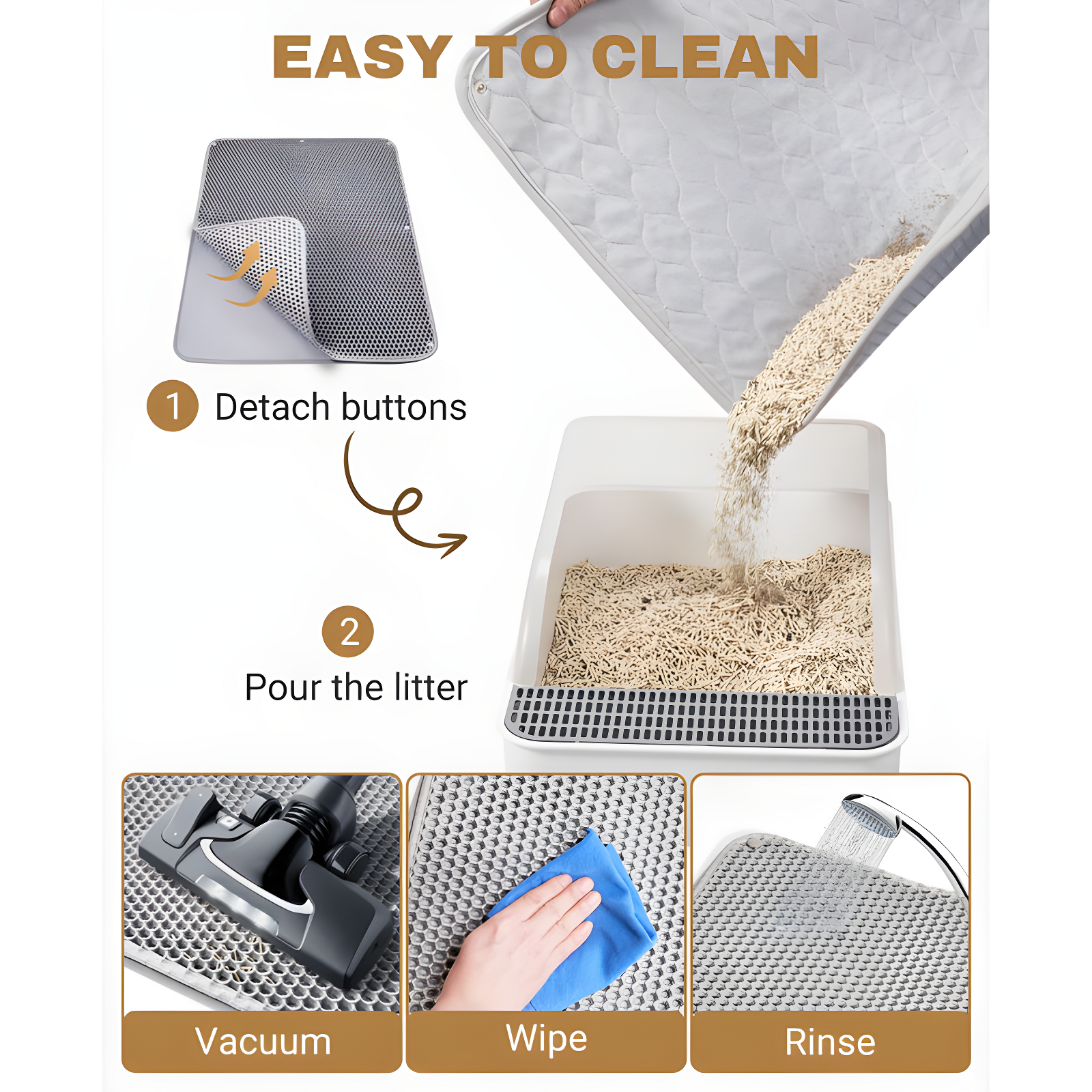 Extra Large Cat Litter Mat, Machine Washable, Waterproof & Easy Clean