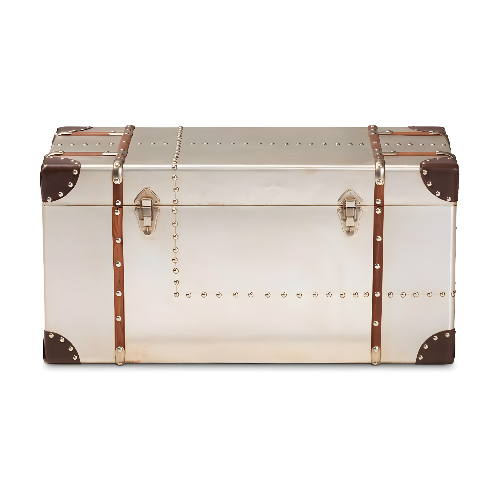 Baxton Studio Bechet French Industrial Silver Metal Storage Trunk