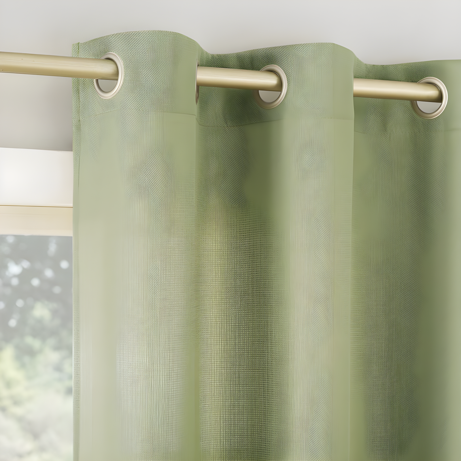 40"x63" No. 918 Light Filtering Semi-Sheer Sora Heathered Texture Grommet Curtain Panel Sage Green: Modern Plain Weave