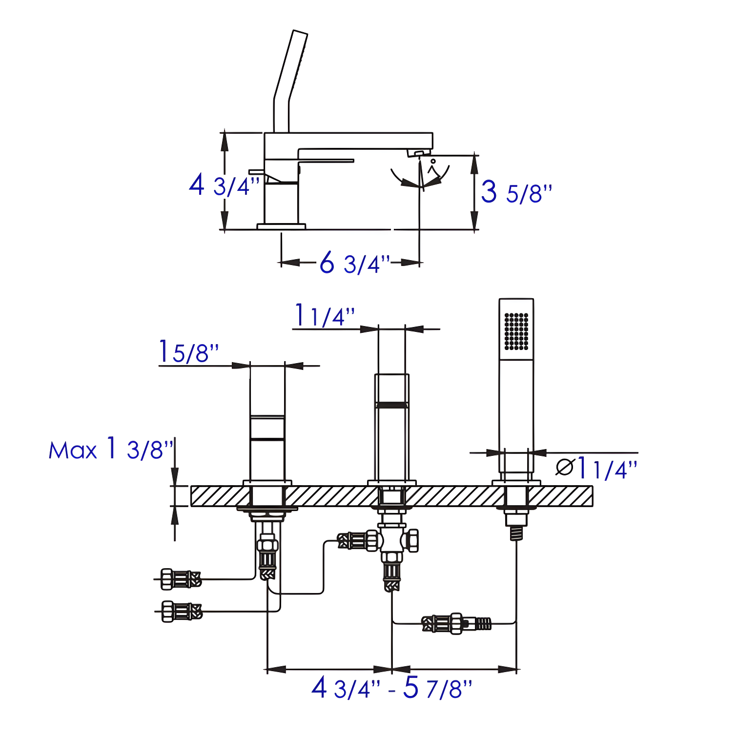 1 Handle Deck Roman Tub Faucet with Diverter
