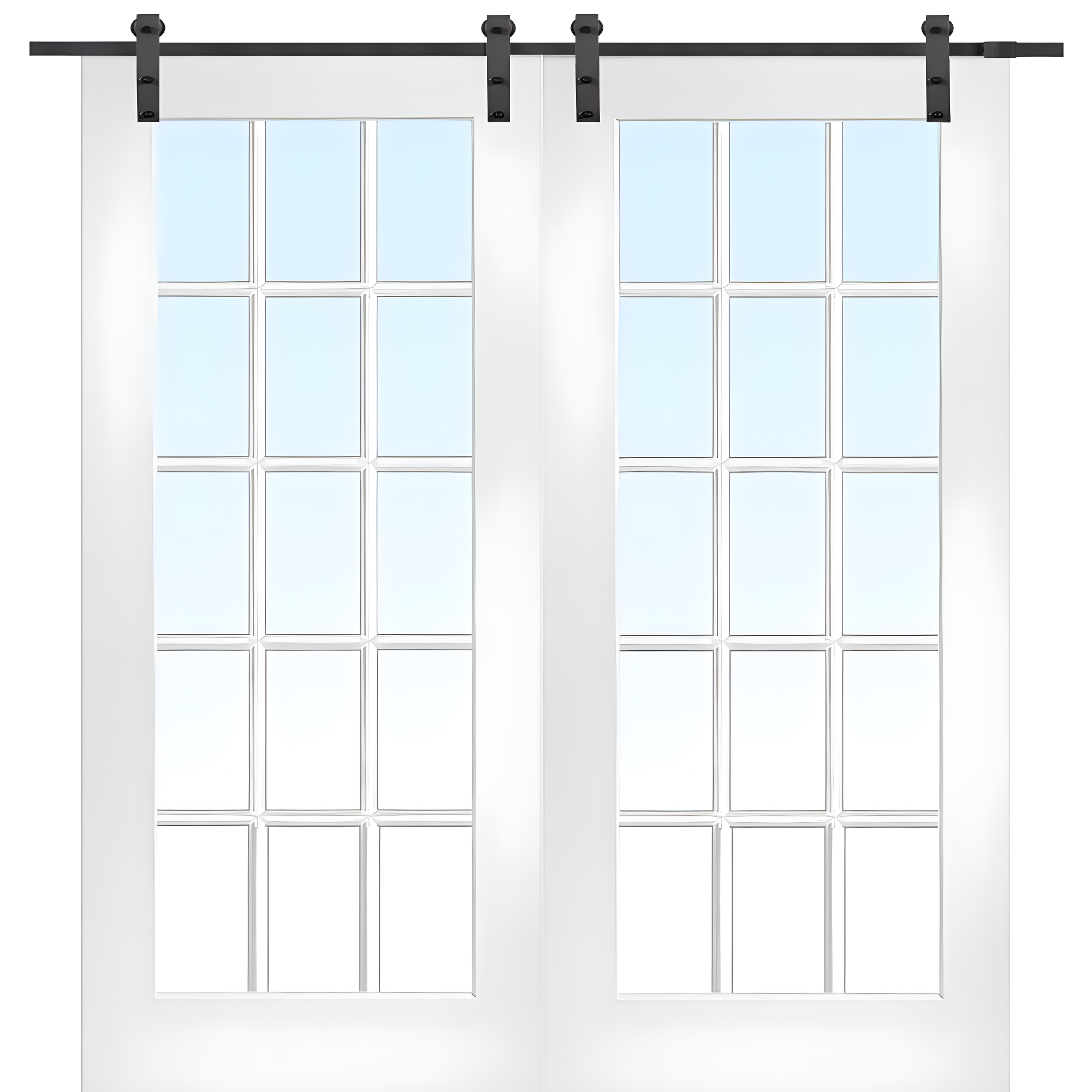 Solid + Manufactured Wood Glass with Installation Hardware Kit Barn Door