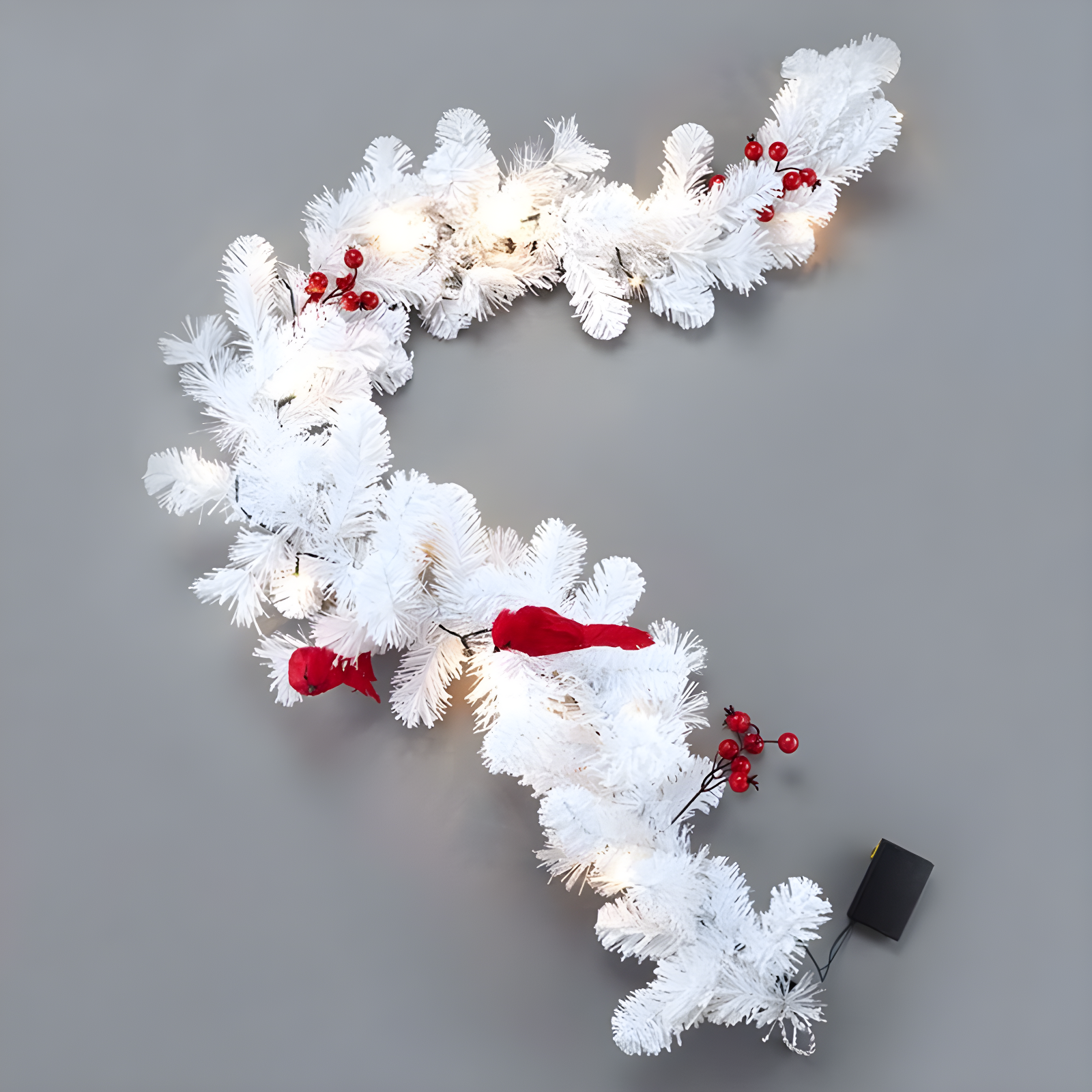 The Lakeside Collection Lighted Snowy Cardinal Holiday Decor - Garland