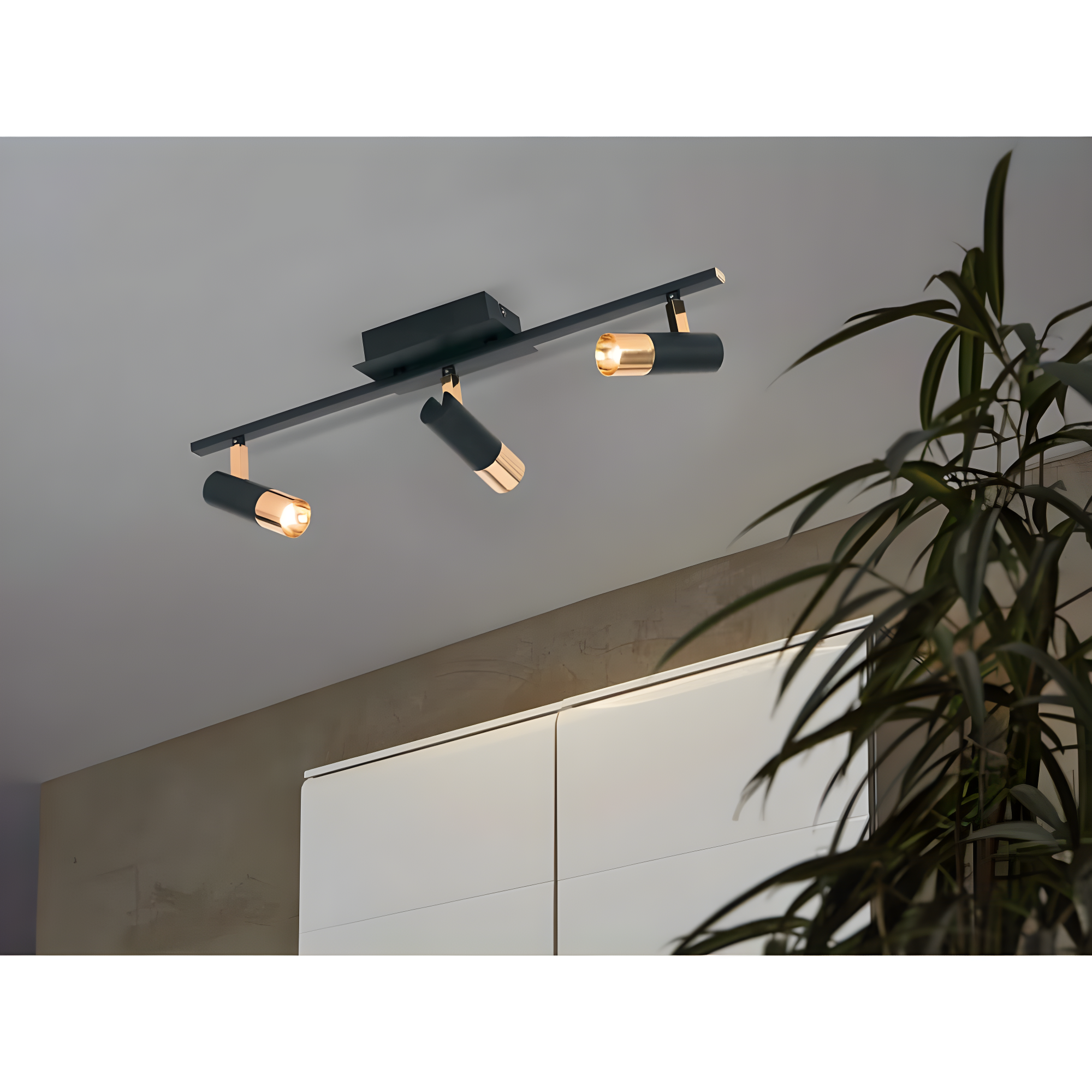 Tomares Warm Light Wood and Black 3-Light LED Track Light