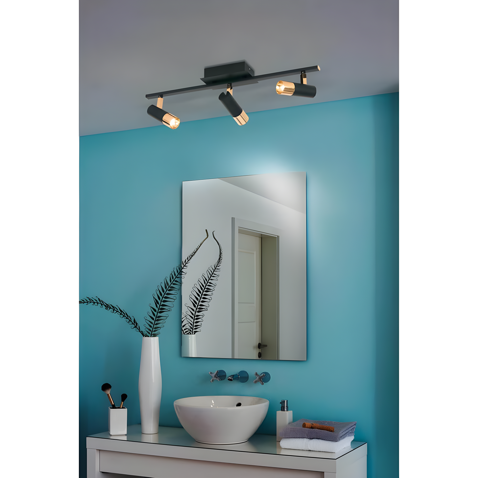 Tomares Warm Light Wood and Black 3-Light LED Track Light