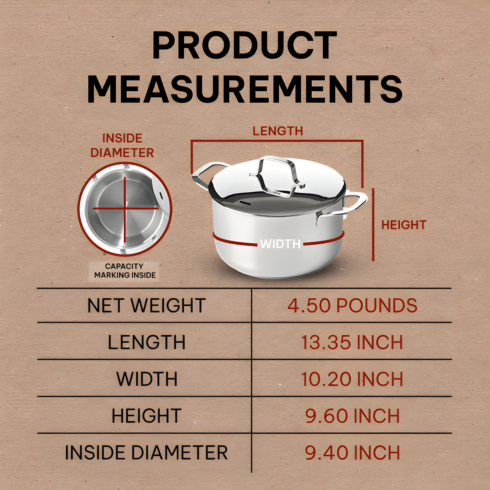 Alva Maestro 8 Qt. Stainless Steel Stock Pot with Lid Scratch Resistant Non-Toxic PFAS Free Compatible with All Stovetops Oven Safe & Induction Safe