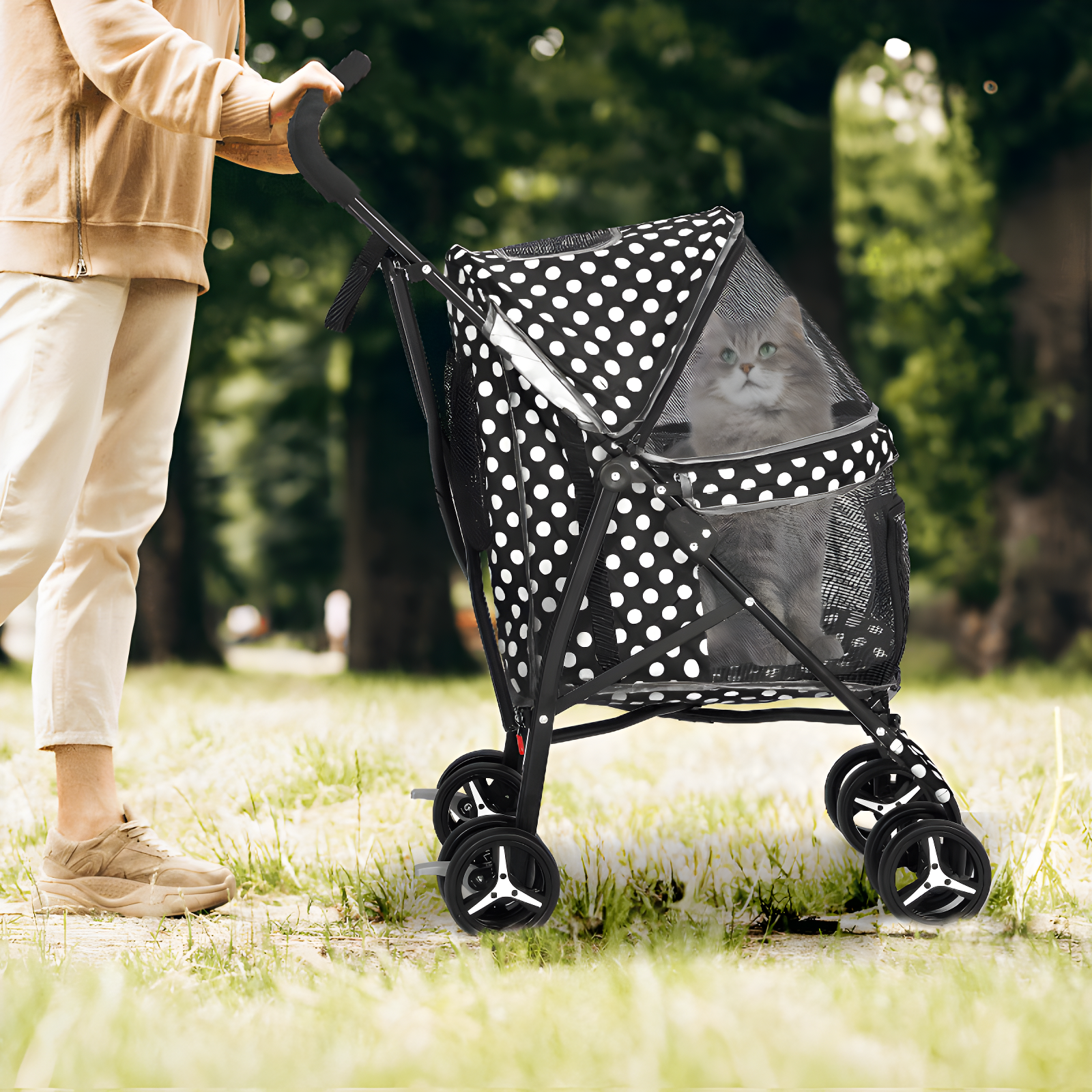 Pet Stoller Dog Cat Stoller Comfortable Lightweight Stroller With Adjustable Canopy