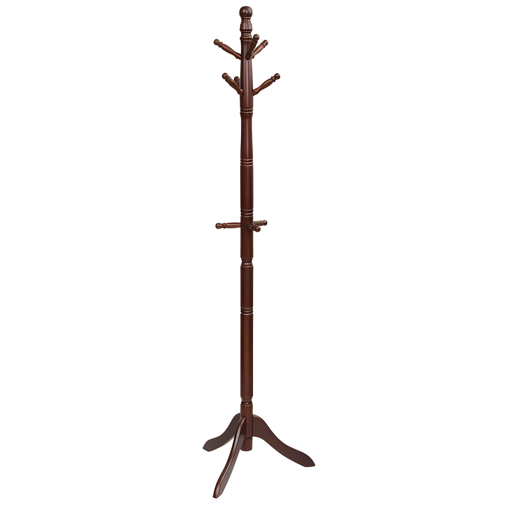 Kepooman Coat Rack, Freestanding Coat Rack,Entryway Height Adjustable Coat Stand with 9 Hooks-Brown