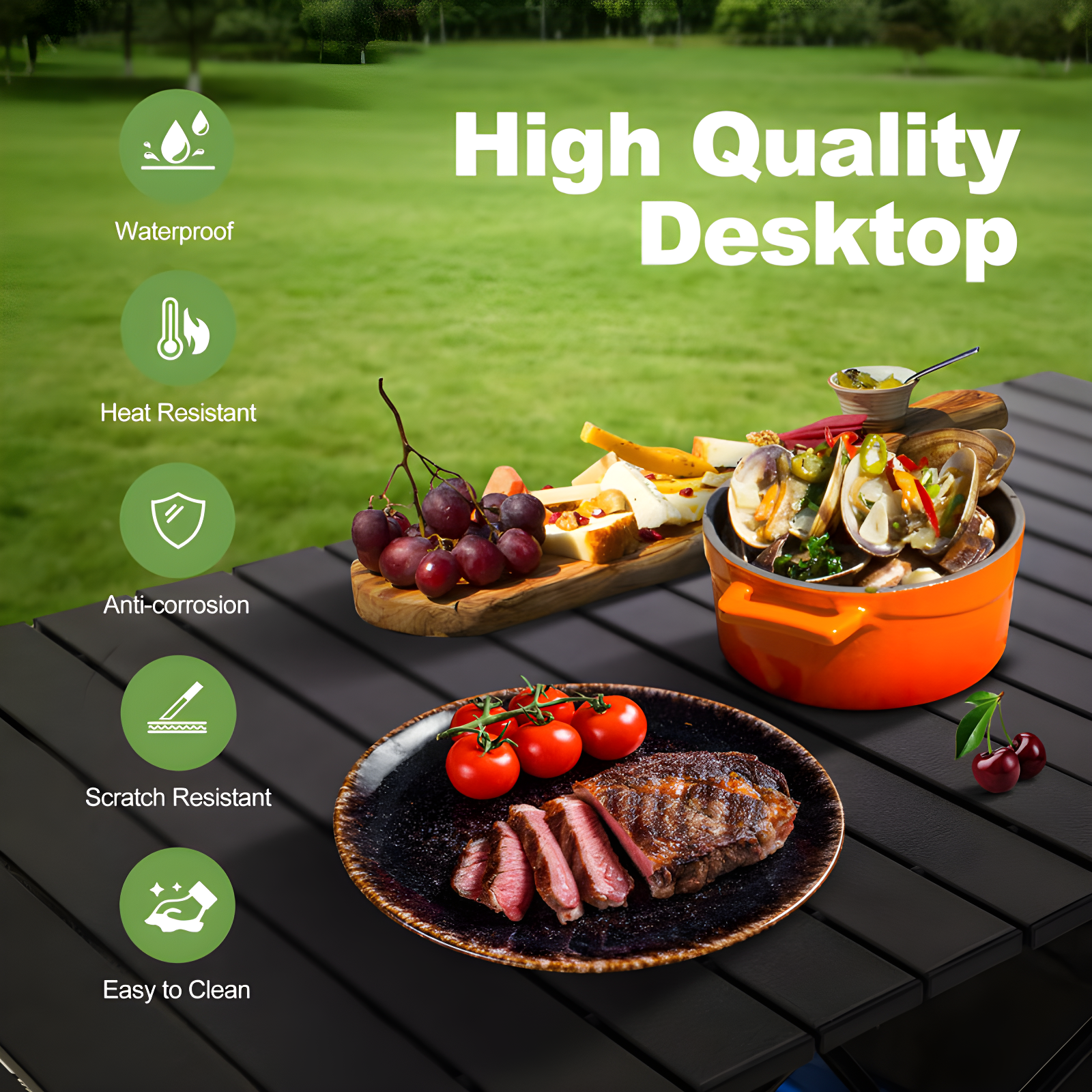 Folding Camping Table, Portable Aluminum Roll-Up Picnic Backpacking Table With Adjustable Height, Large Storage And Carrying Bag For Picnic, Camping, BBQ, Party, Backyard, Beach