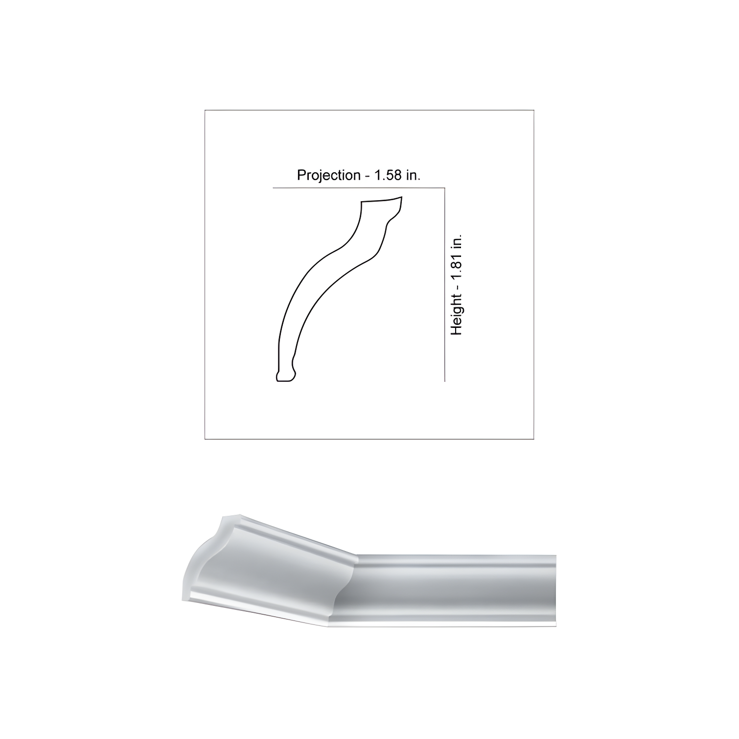 Julio 78.74"L x 1.81"W x 1.81"H x 1.58"D Glue-Up Styrofoam Crown Molding 32.5 ln. ft.