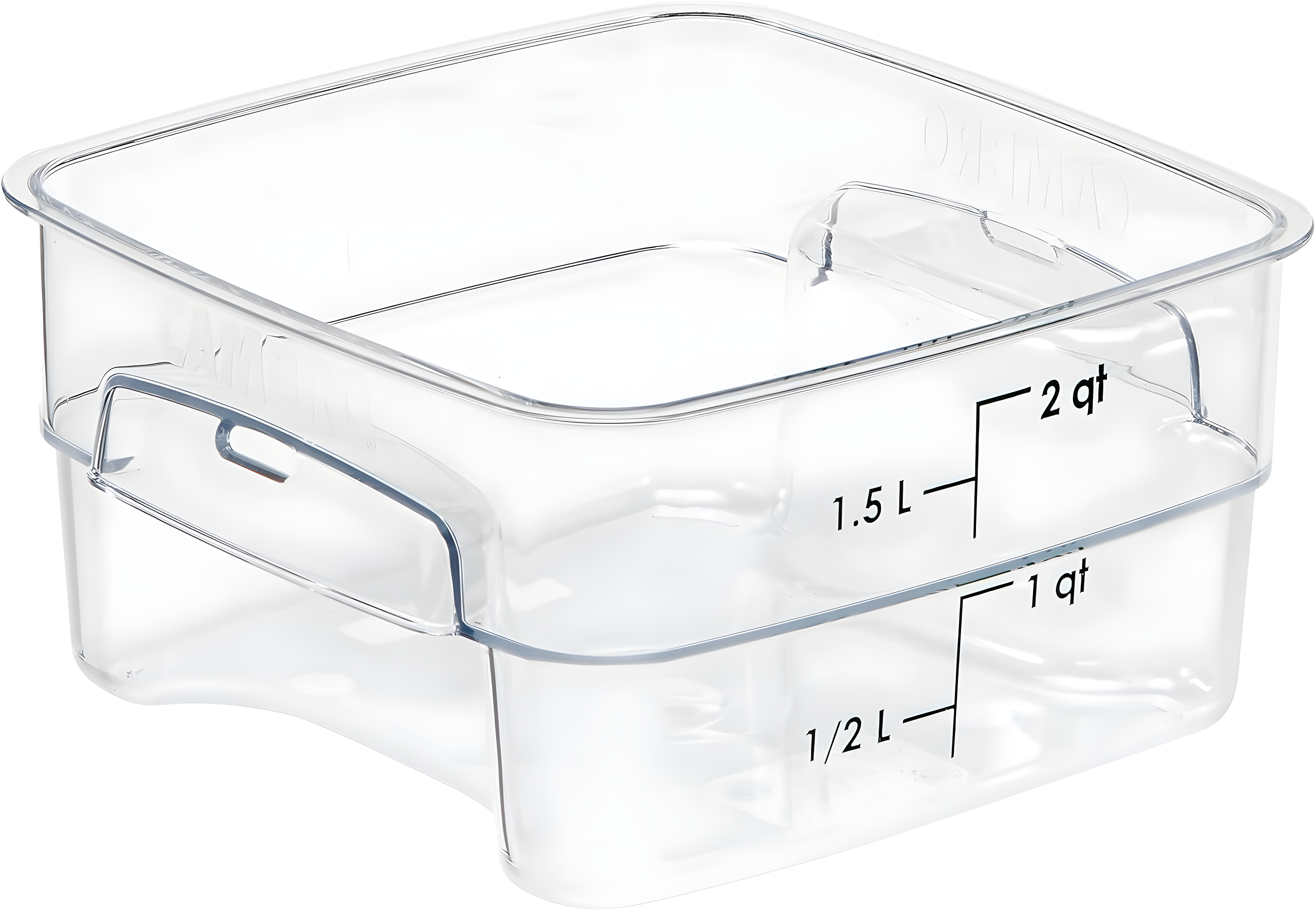 Cambro CamSquares FreshPro Series Food Storage Container, 2 Qt - 7 1/2"L x 7 1/2"W x 3 9/10"H