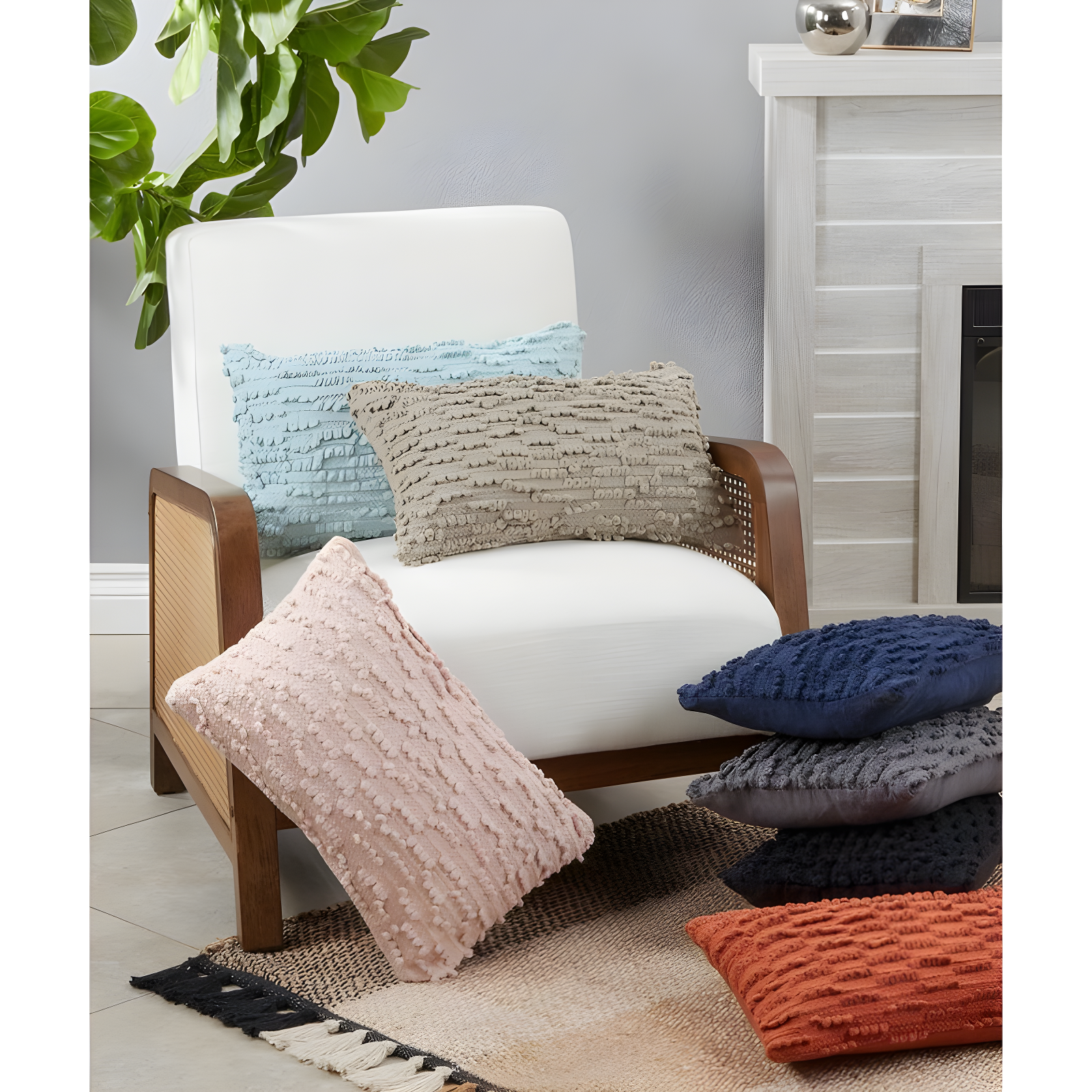 Saro Lifestyle Down-Filled Nubby Design Throw Pillow, Black, 12"x20"