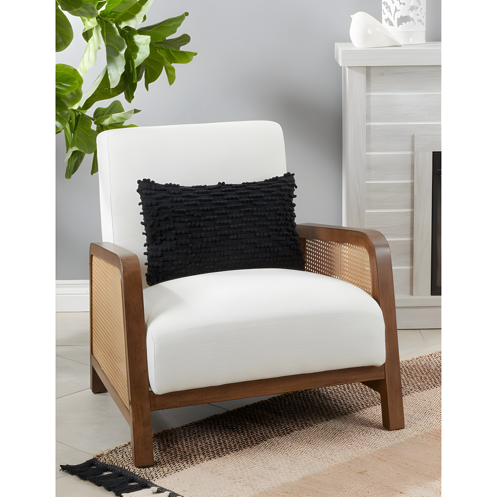 Saro Lifestyle Down-Filled Nubby Design Throw Pillow, Black, 12"x20"
