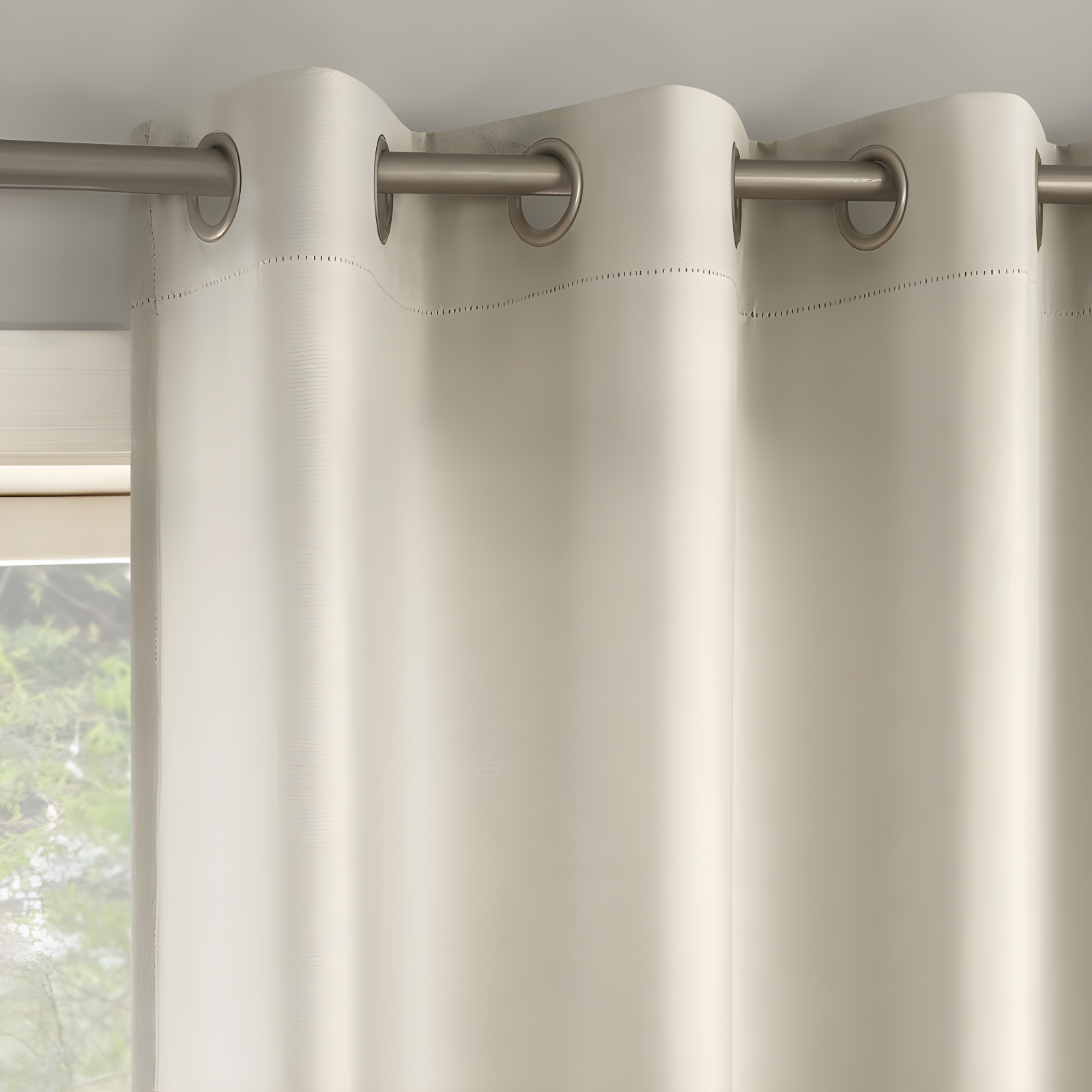 2pc 54"x63" No. 918 Room Darkening Brandon Magnetic Closure Grommet Curtain Panel Pair Cream: Energy Efficient, Noise Reduction