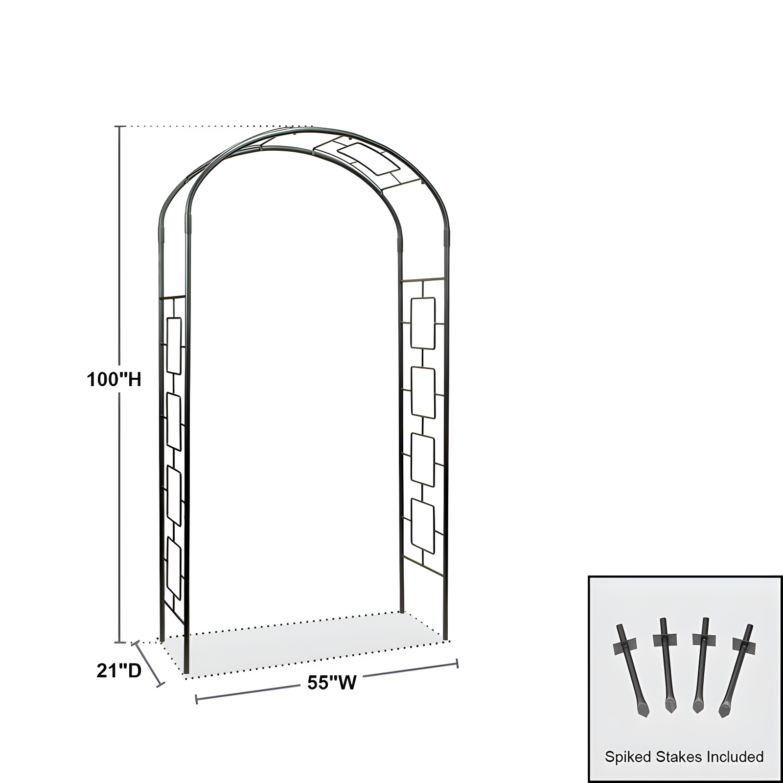 Nansi 55'' W x 21'' D Iron Arbor in Black