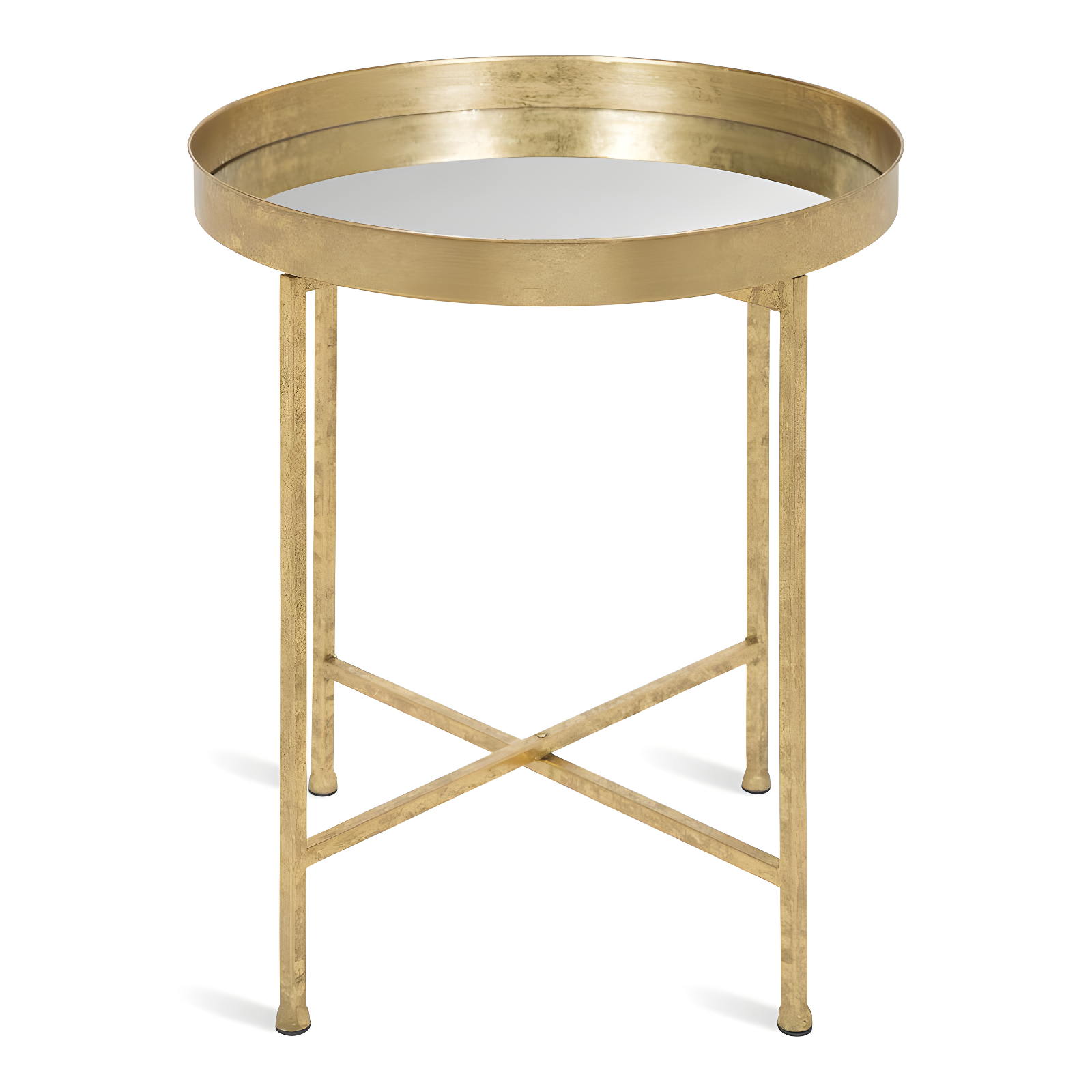 Kate and Laurel Celia Round Metal Side Table, 18.25x18.25x22, Gold and Mirror