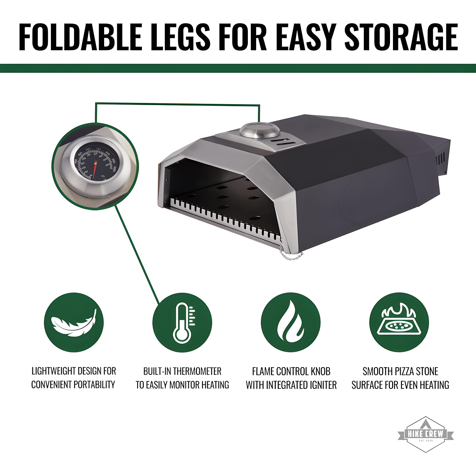 Hike Crew Stainless Steel Free Standing Pizza Oven