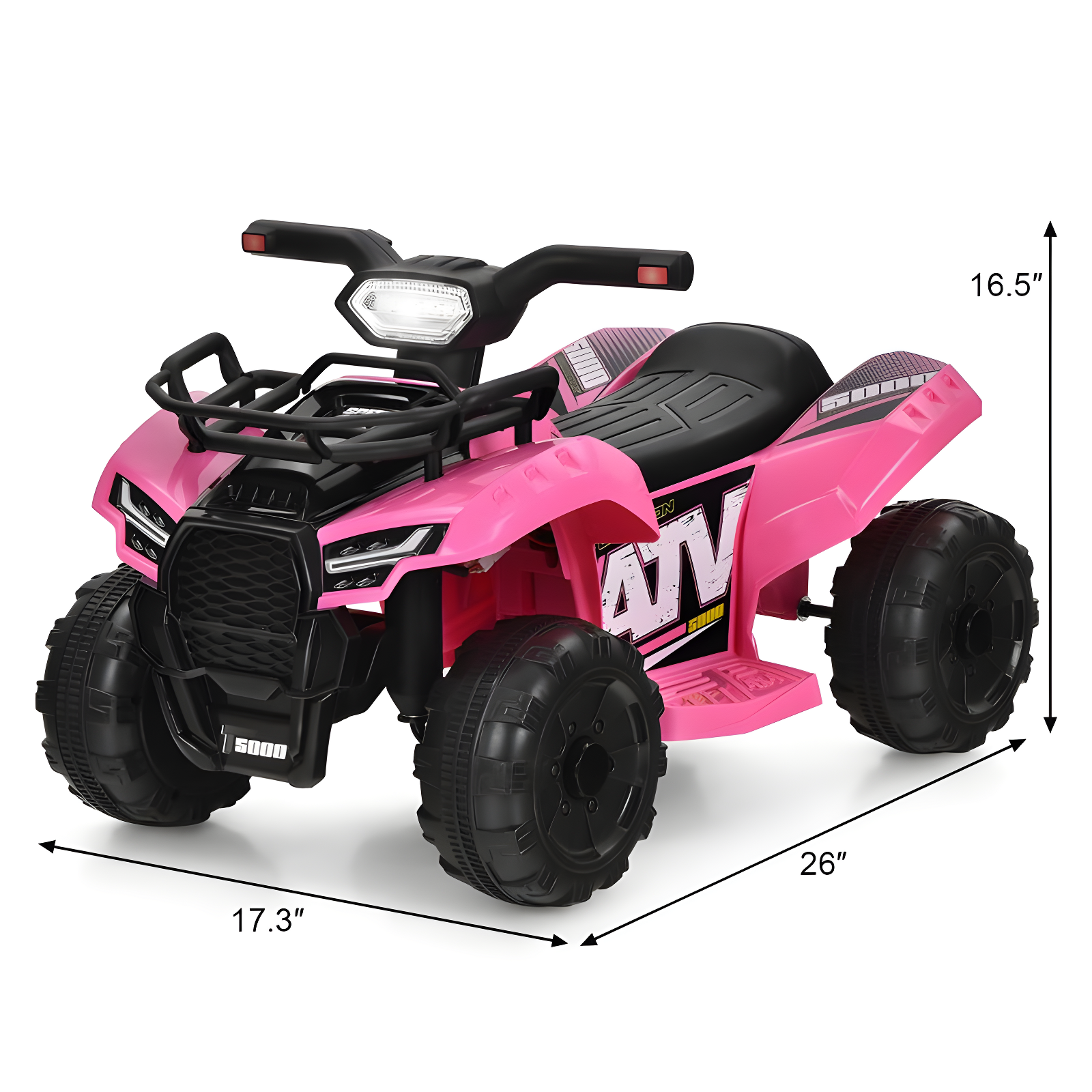 Costway 6V Kids ATV Quad Electric Ride On Car Toy Toddler with LED Light MP3 Pink