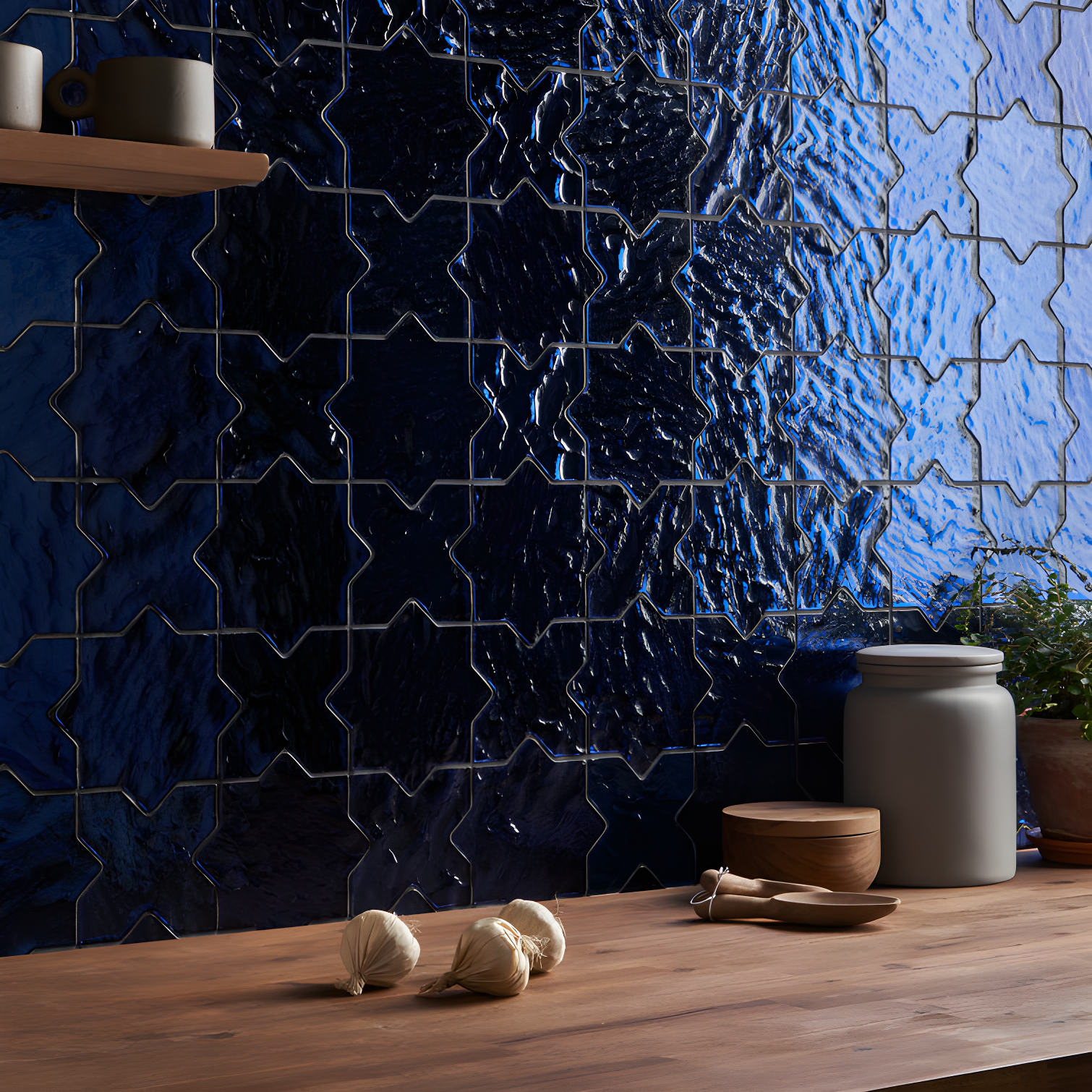 Karma 8.34 In. X 8.34 In. Star Cross Polished Glass Mosaic Wall Tile (0.48 Sq. Ft. / Each)