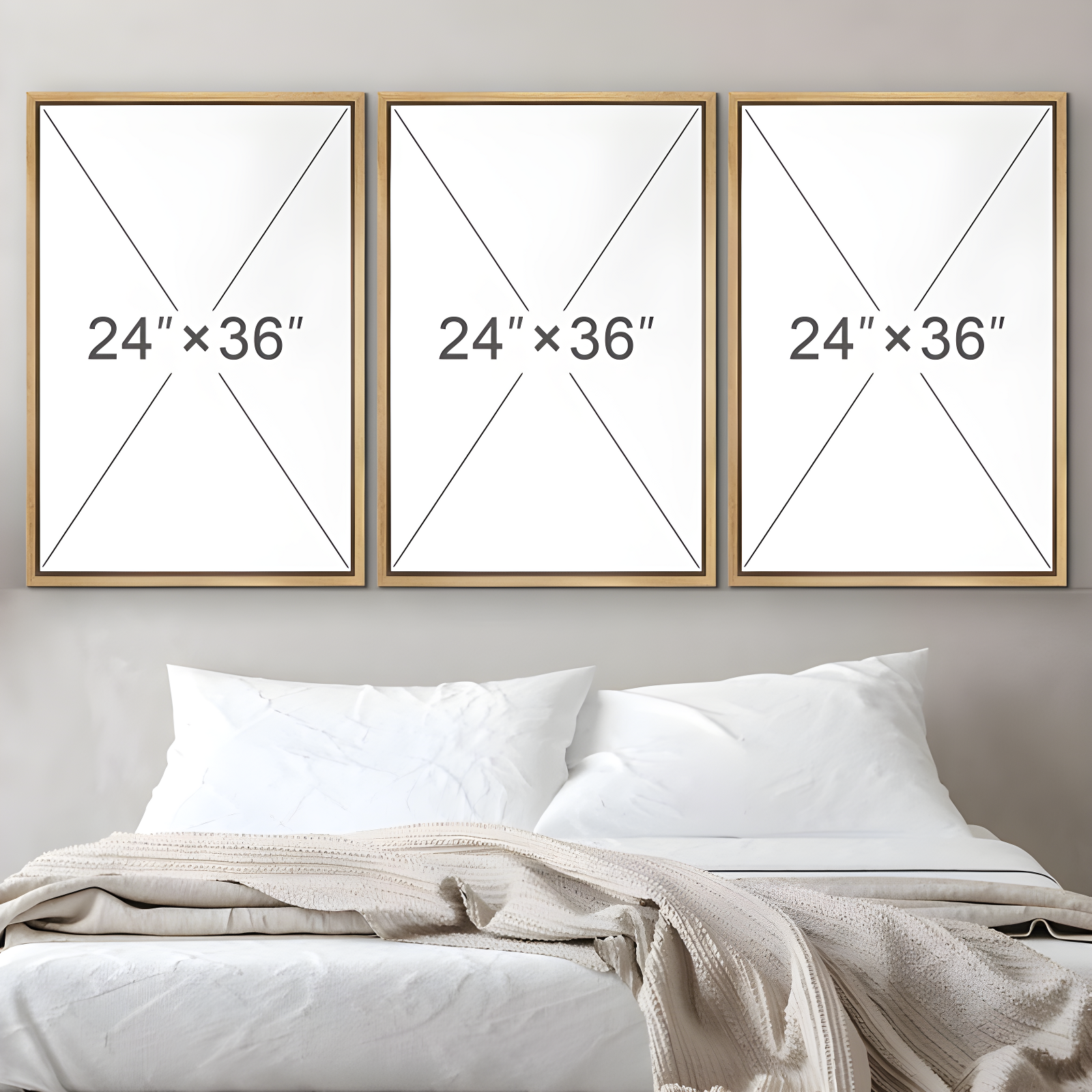 Mid Century Modern Boho IDEA4WALL Framed Canvas Print Wall Art Set Geometric Tropical Landscape Abstract Shapes Illustrations Minimalism Bohemian Decorative For Living Room, Bedroom, Office - 24"X36"X3 Natural