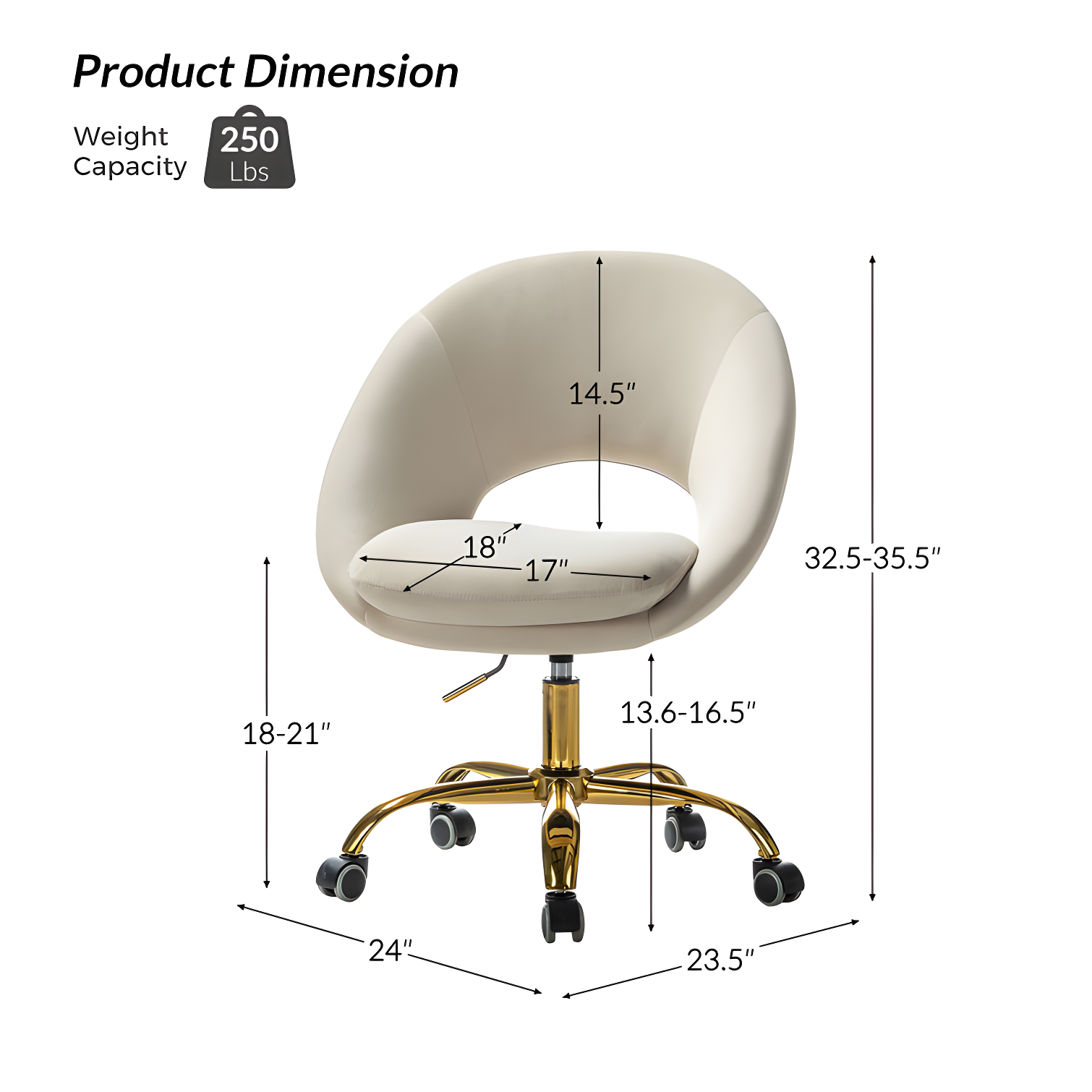 Louise Velvet Modern Task Chair with Ergonomic Design