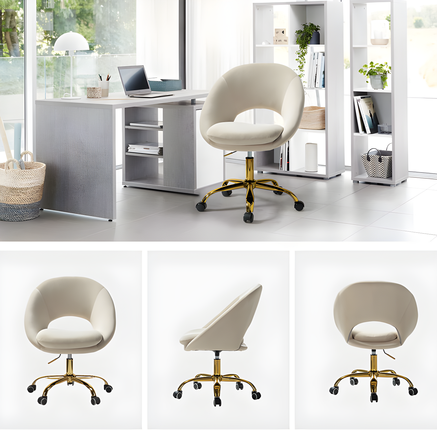 Louise Velvet Modern Task Chair with Ergonomic Design