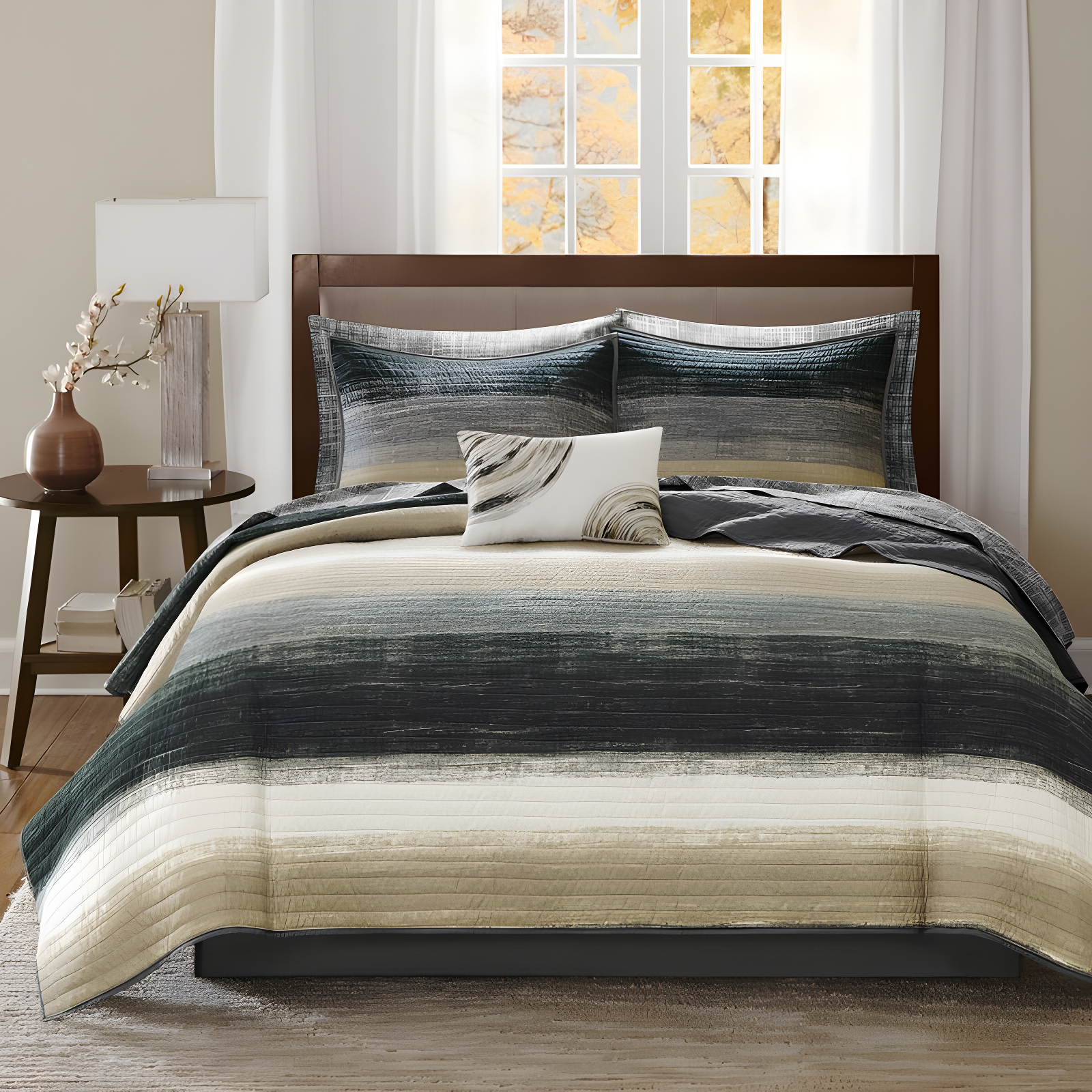 Madison Park Essentials Saben Microfiber Quilt Set with Cotton Bed Sheets