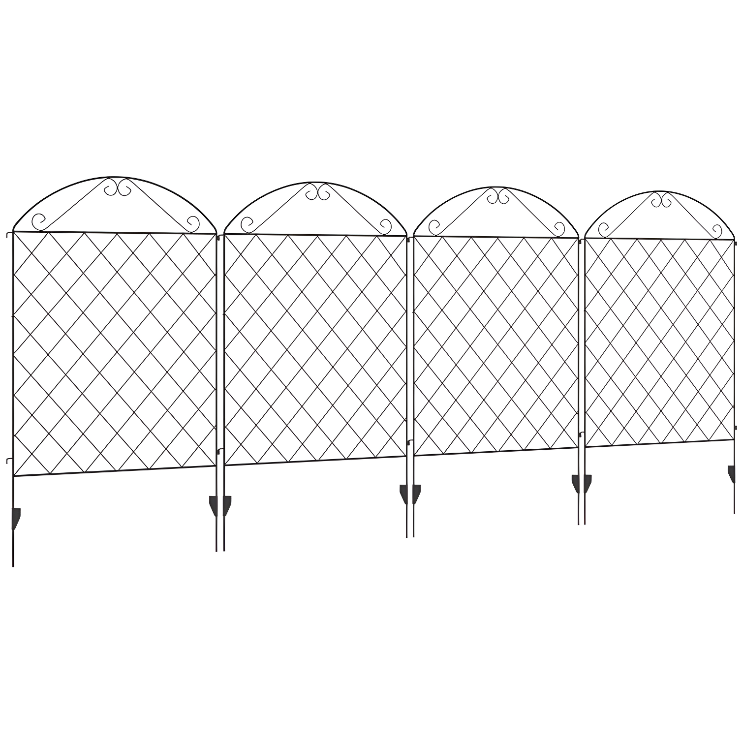 Outsunny Garden Fence, Steel Fence Panels, 11.5' L x 43" H, for Yard, Landscape, Patio (Set of 4)