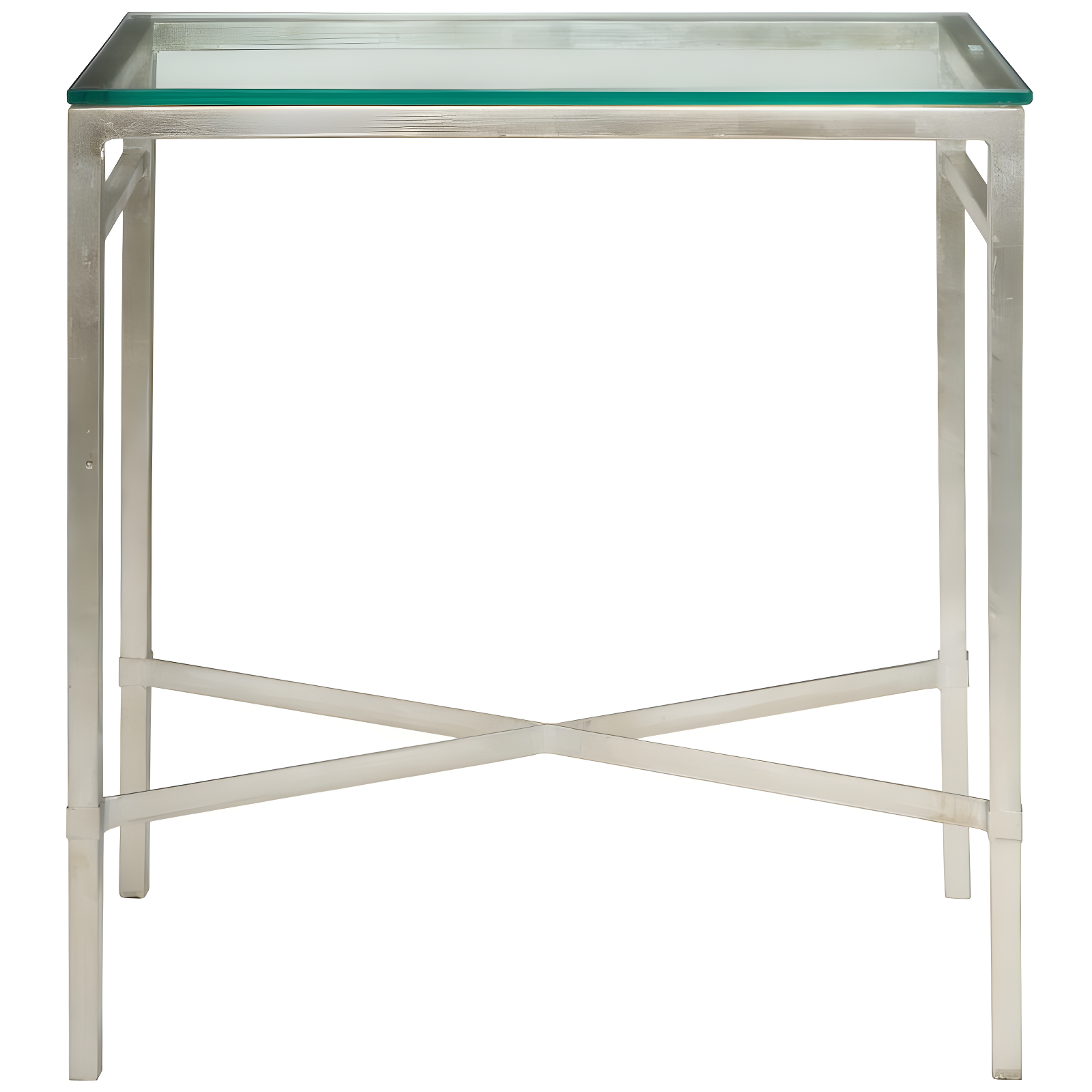 Viggo Antique Silver Glass Side Table - AMH8300B - Silver/Glass - Safavieh Couture