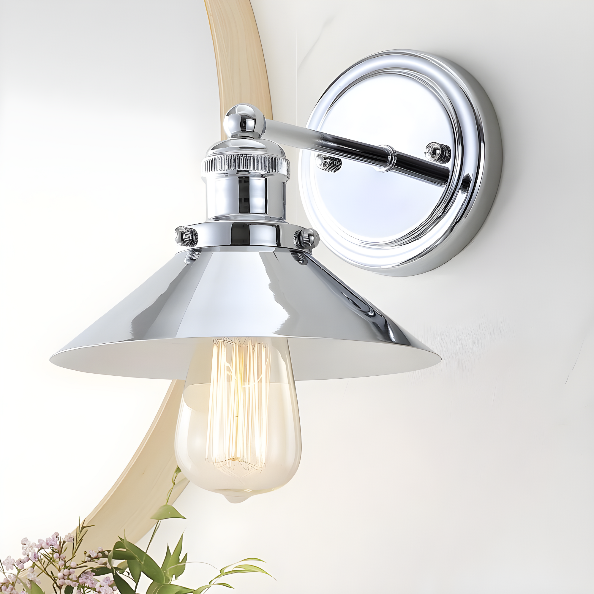 July 7.75" Metal Shade Sconce, Chrome