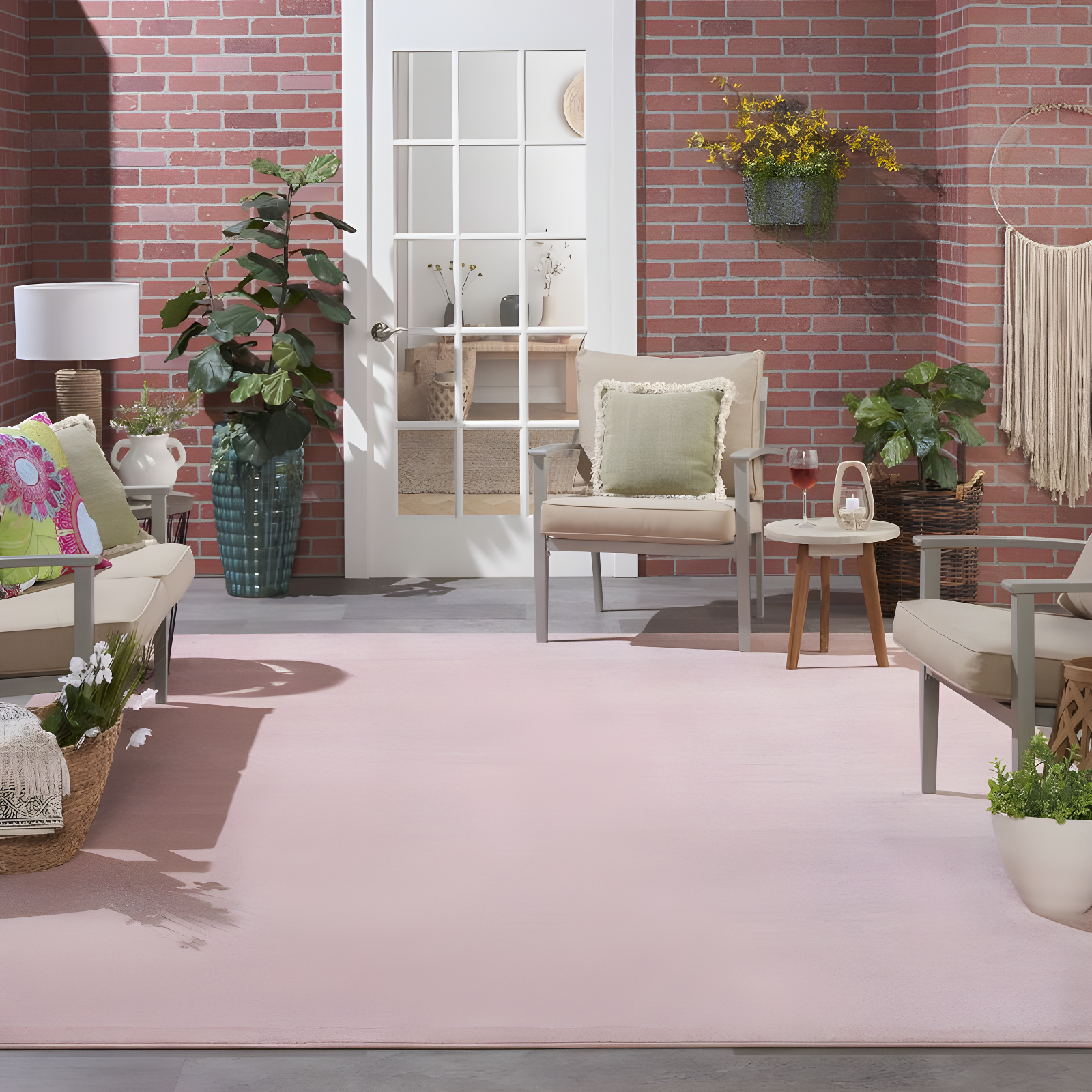 Nourison Essentials Easy Care Indoor Outdoor Area Rug - Pink 10' x 14'