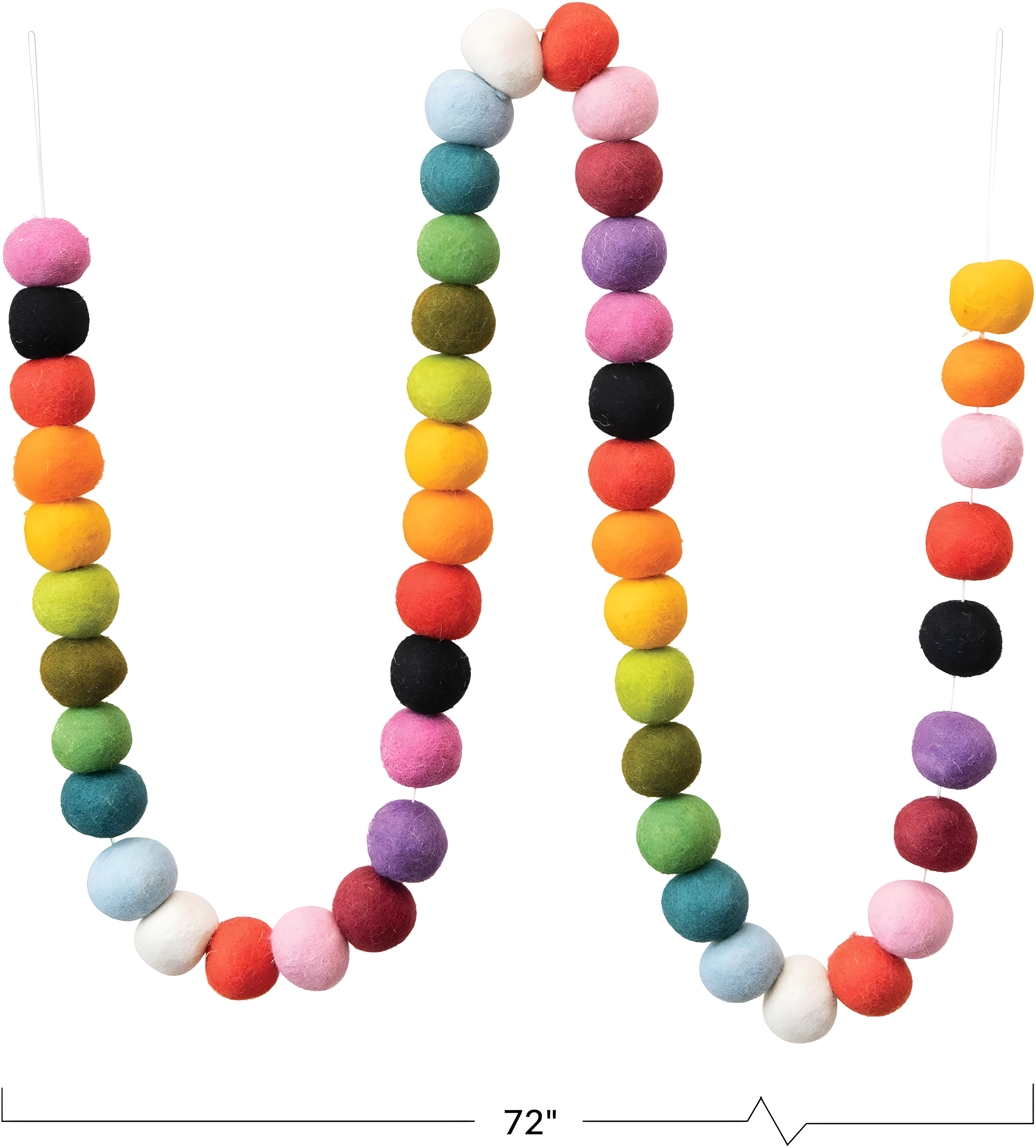 Creative Co-Op Wool Felt Ball Garland, Multi Color