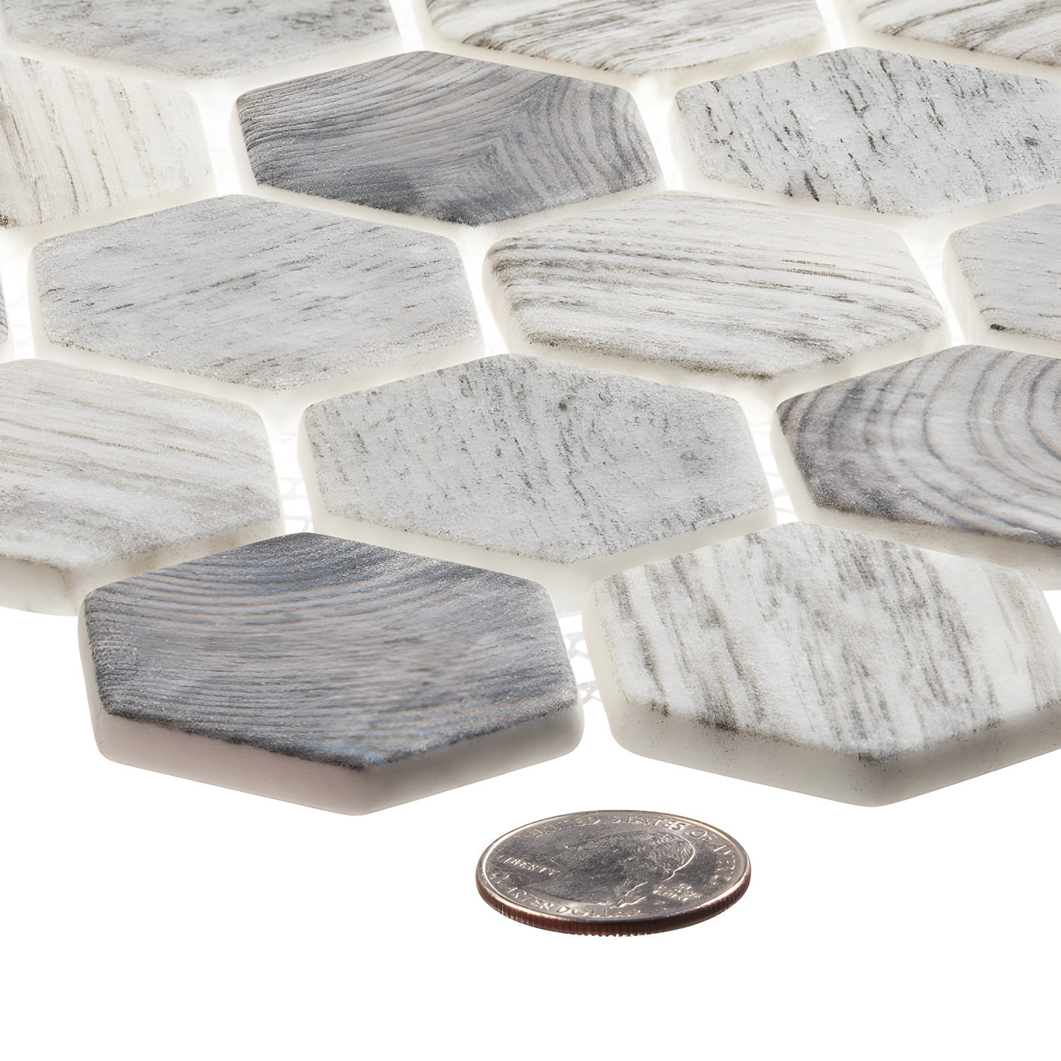 Terrain 2'' Hex Glass Mosaic Kitchen Backsplash, Bathroom, Shower, Wall and Floor Tile