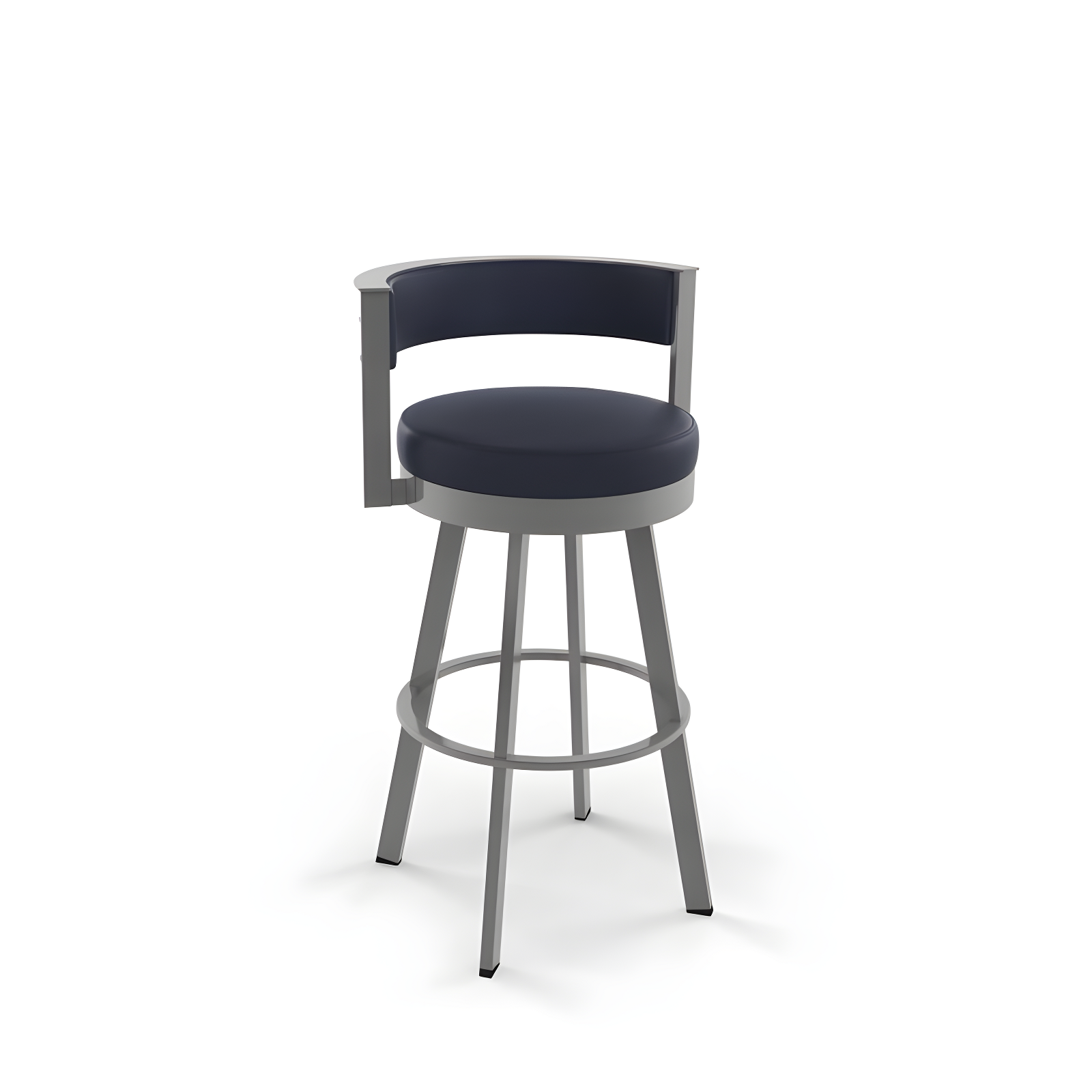 26.13" Amisco Browser Swivel Counter Height Barstool: Upholstered, Metal Frame, Footrest - Navy/Glossy Gray
