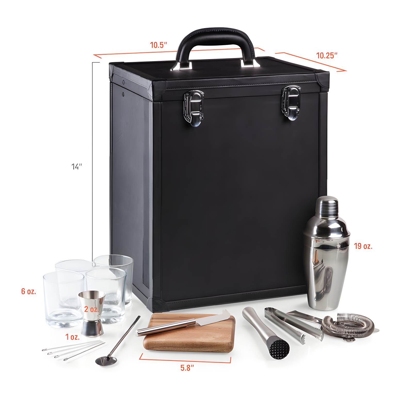 Hamilton Bartender Kit - Portable Bar Case with Cocktail Set