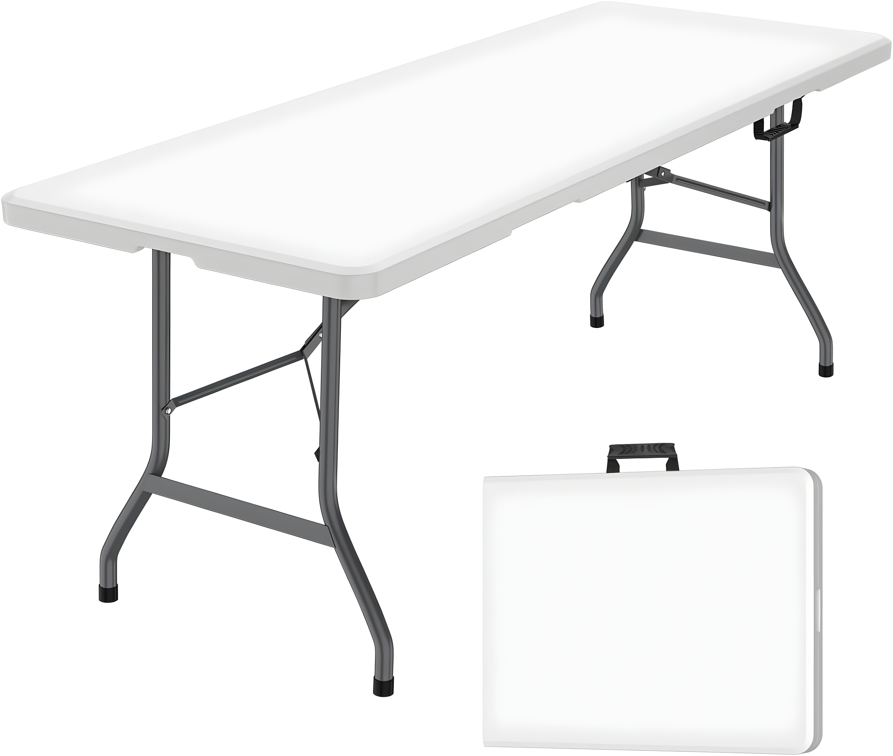 6 Foot Folding Table,White Plastic Folding Table,Built-in Handle,White