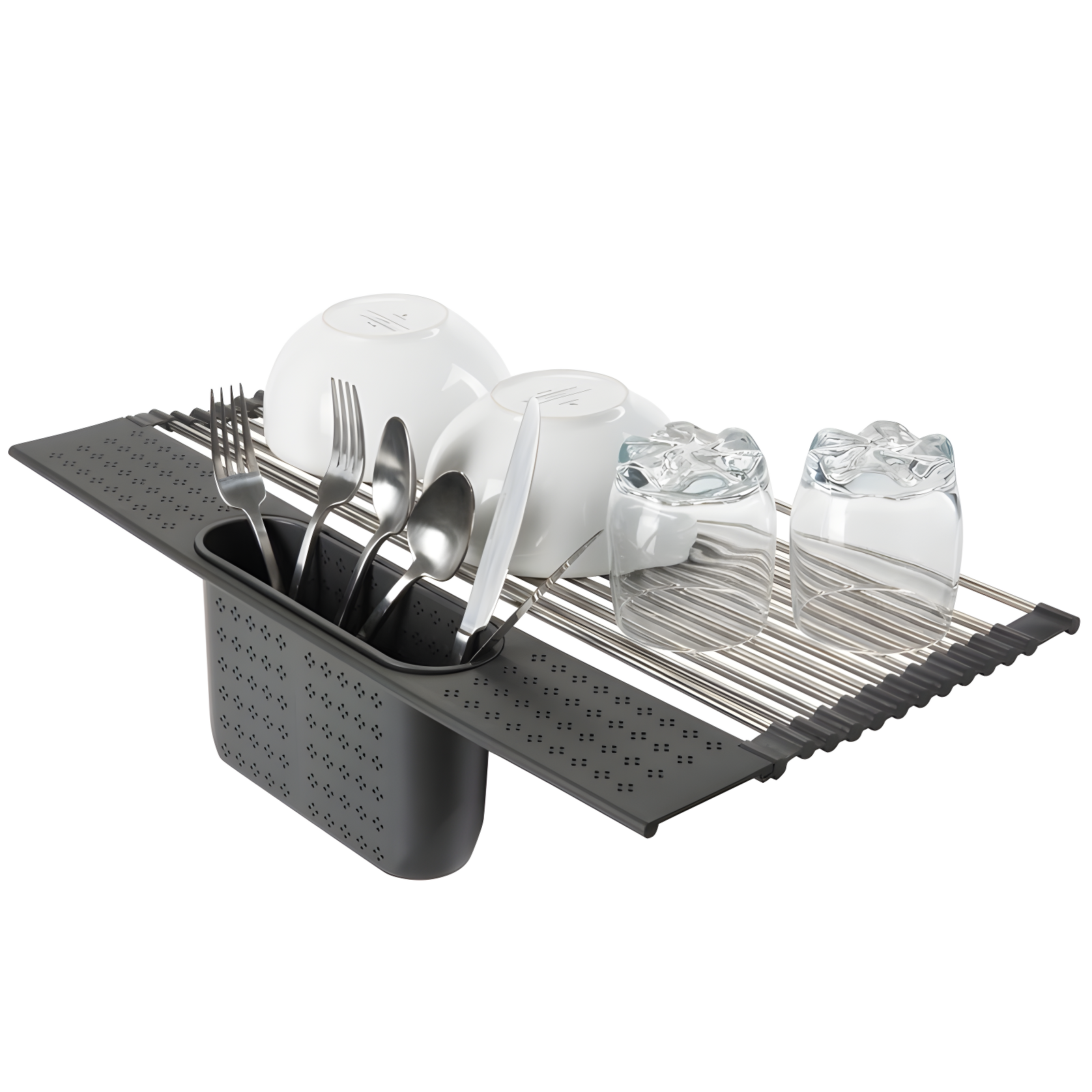 Kitchen Details Adjustable Stainless Steel Over The Sink Dish Rack